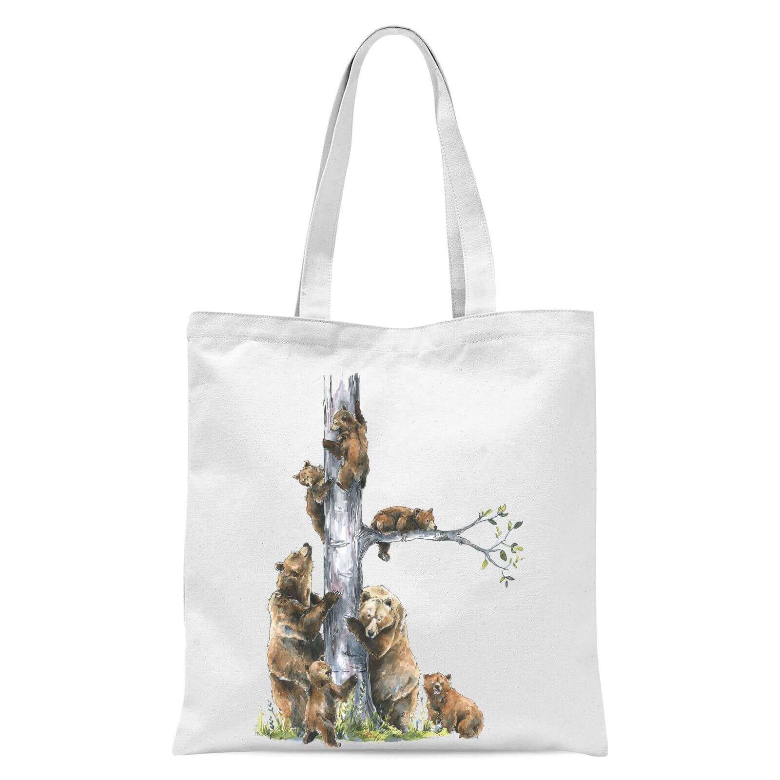 Snowtap Bear Family Tote Bag - White