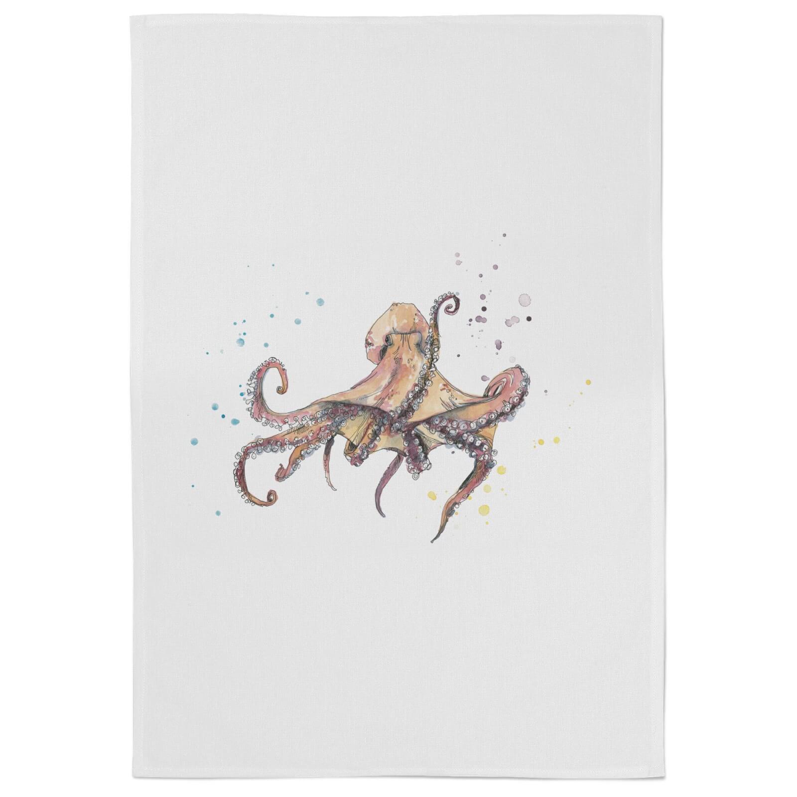Snowtap Octopus Cotton Tea Towel - White
