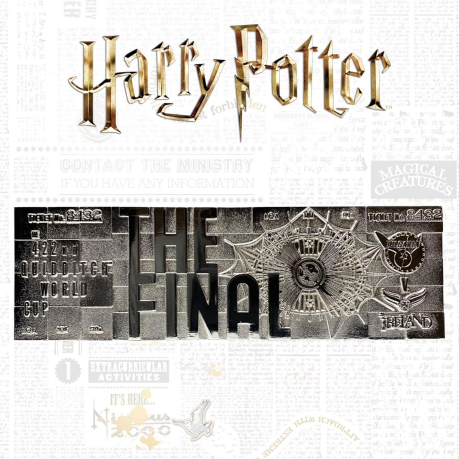 Image of Harry Potter Silver Plated Limited Edition Quidditch World Cup Ticket
