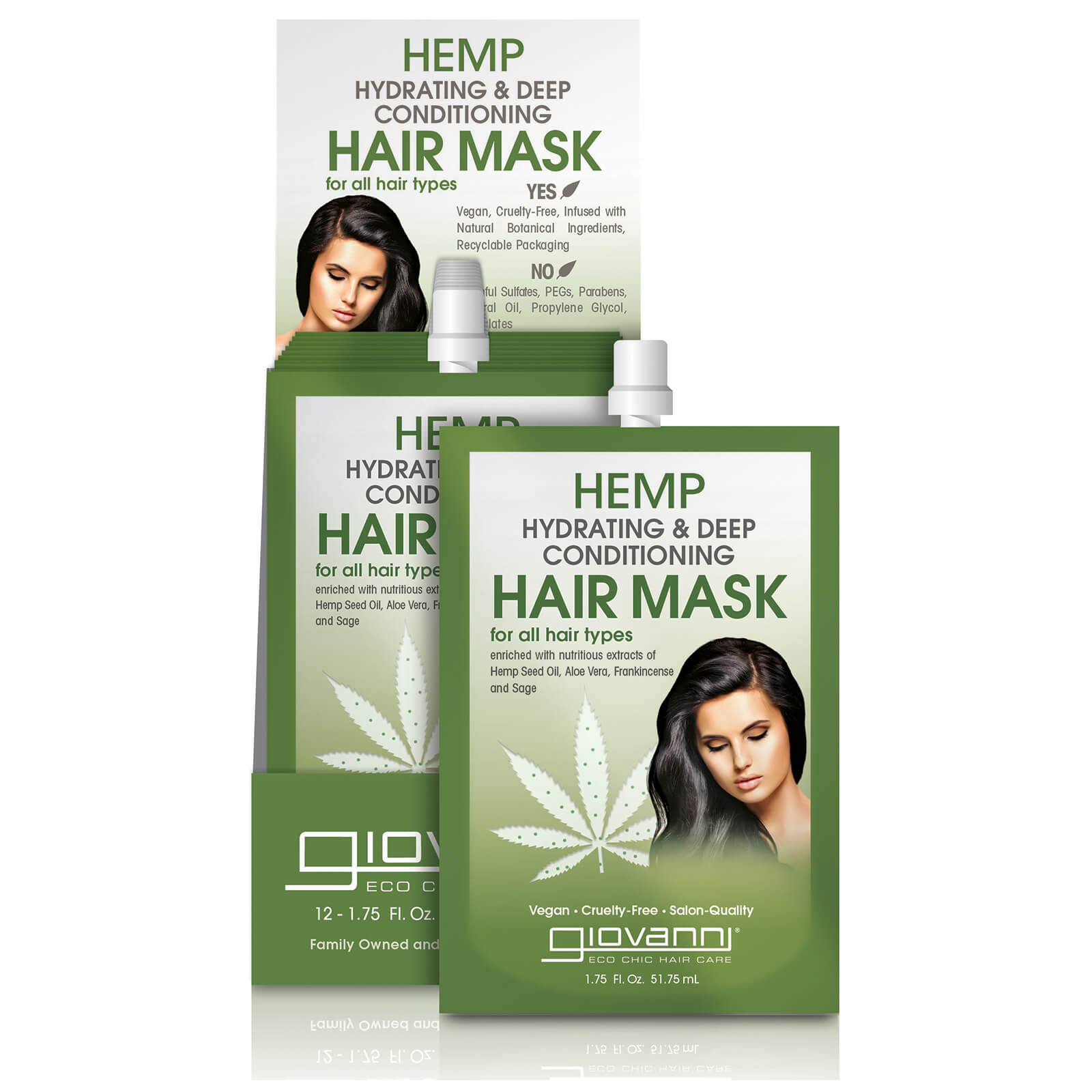 Photos - Facial Mask Giovanni Hemp Hydrating and Deep Conditioning Hair Mask  4299 (Pack of 12)