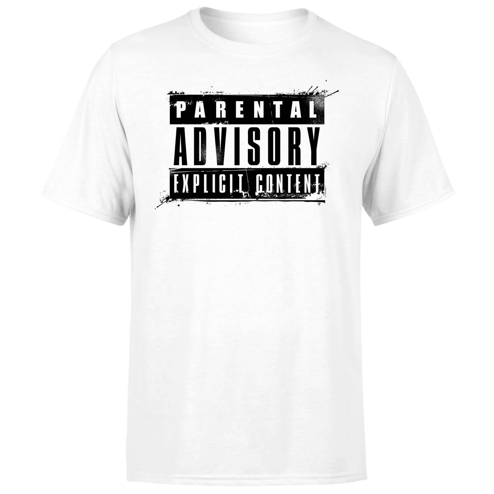 Parental Advisory Explicit Content Black Men's T-Shirt - White - 5XL - Blanco