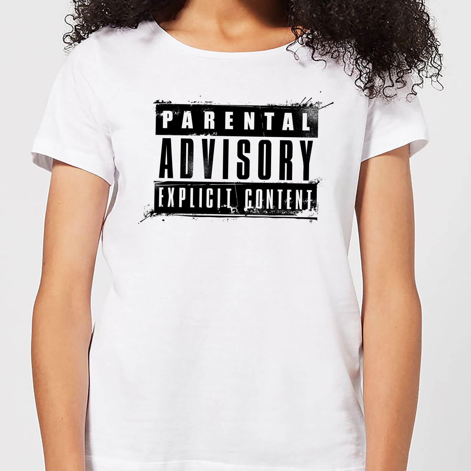 Parental Advisory Explicit Content Black Women's T-Shirt - White - XL - Blanco