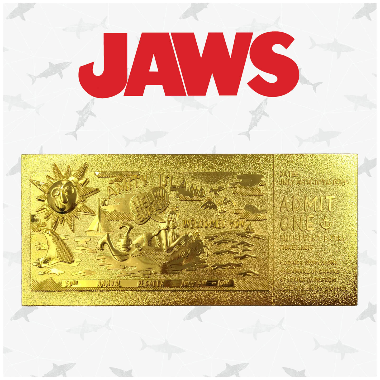 Jaws 24k Gold Plated Annual Regatta Entry Limited Edition Replica Ticket - Zavvi Exclusive