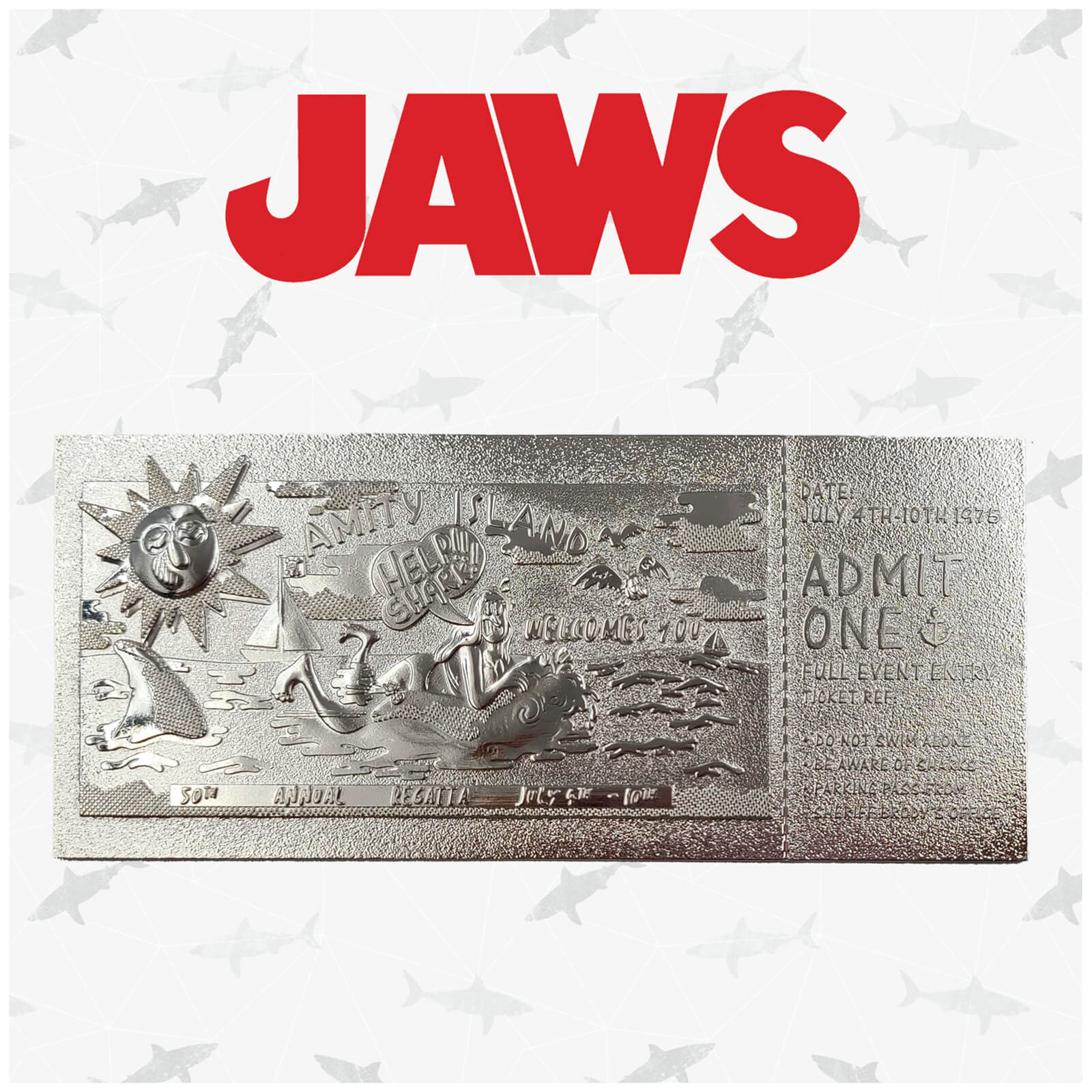 Jaws 24k Silver Plated Annual Regatta Entry Replica Ticket
