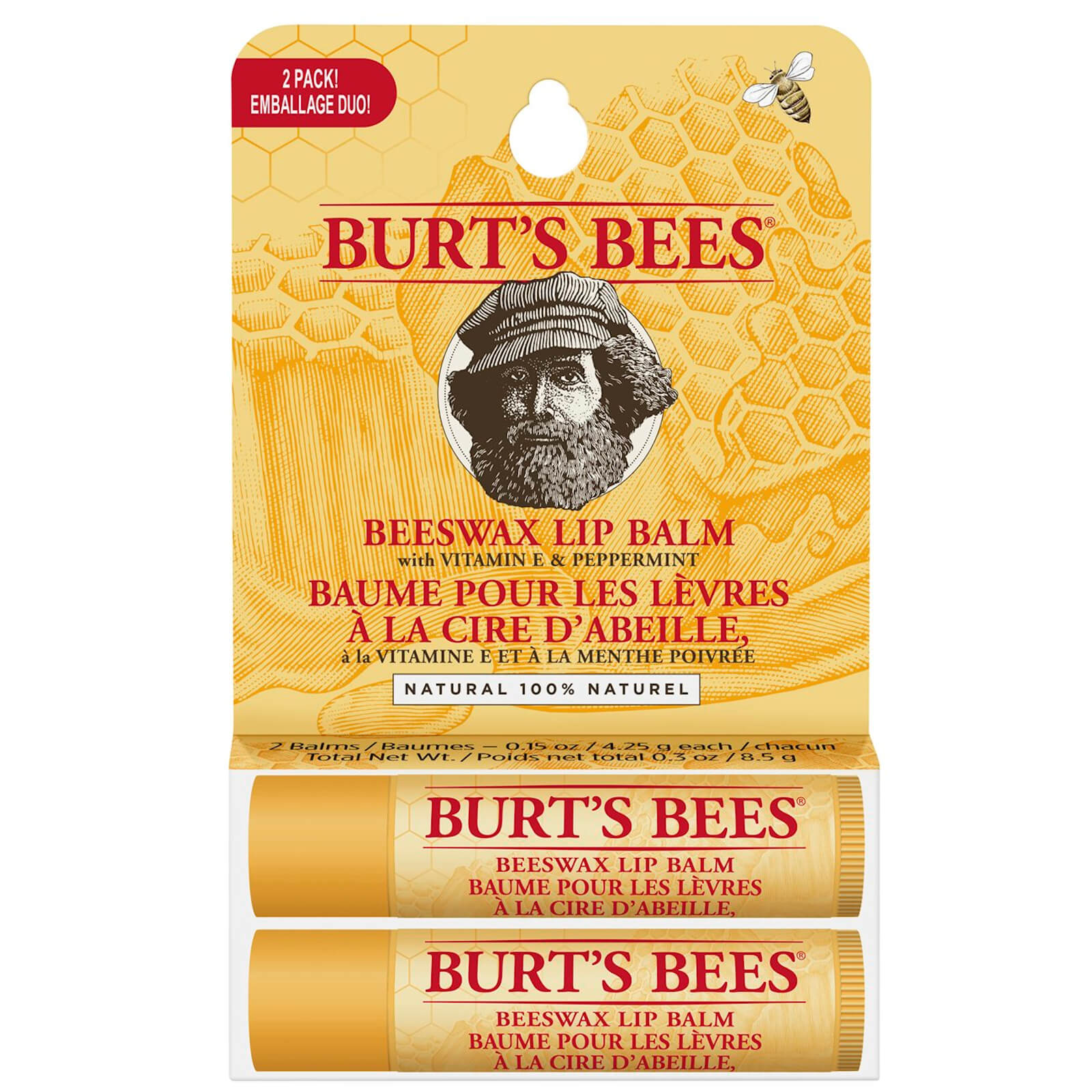 Photos - Lipstick & Lip Gloss Burts Bees Burt's Bees 100 Natural Origin Moisturising Lip Balm Duo 90844-14 