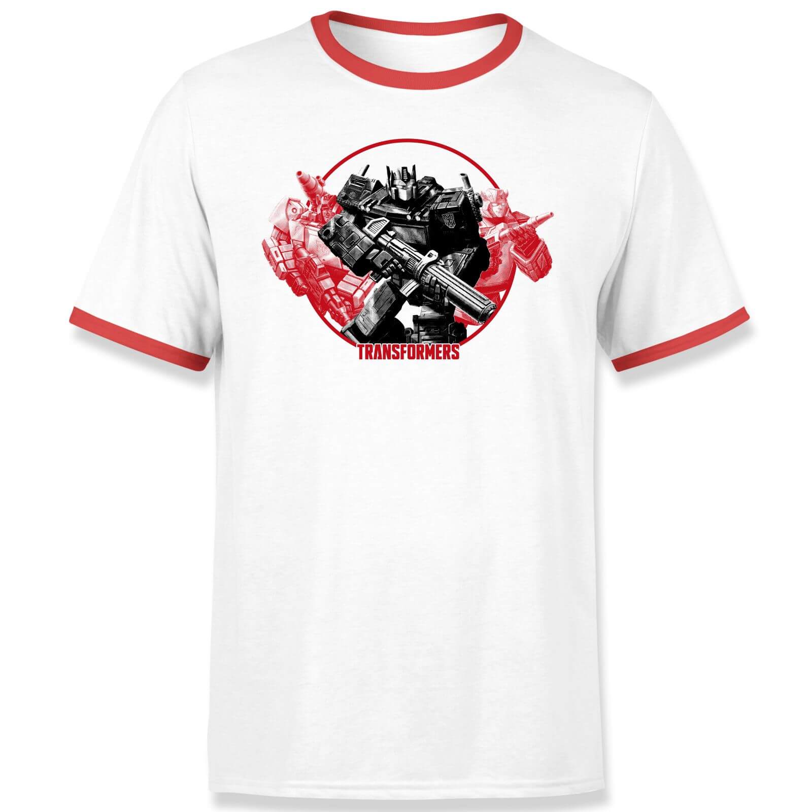 Transformers Earthrise Retro Unisex Ringer T-Shirt - White / Red - M - White