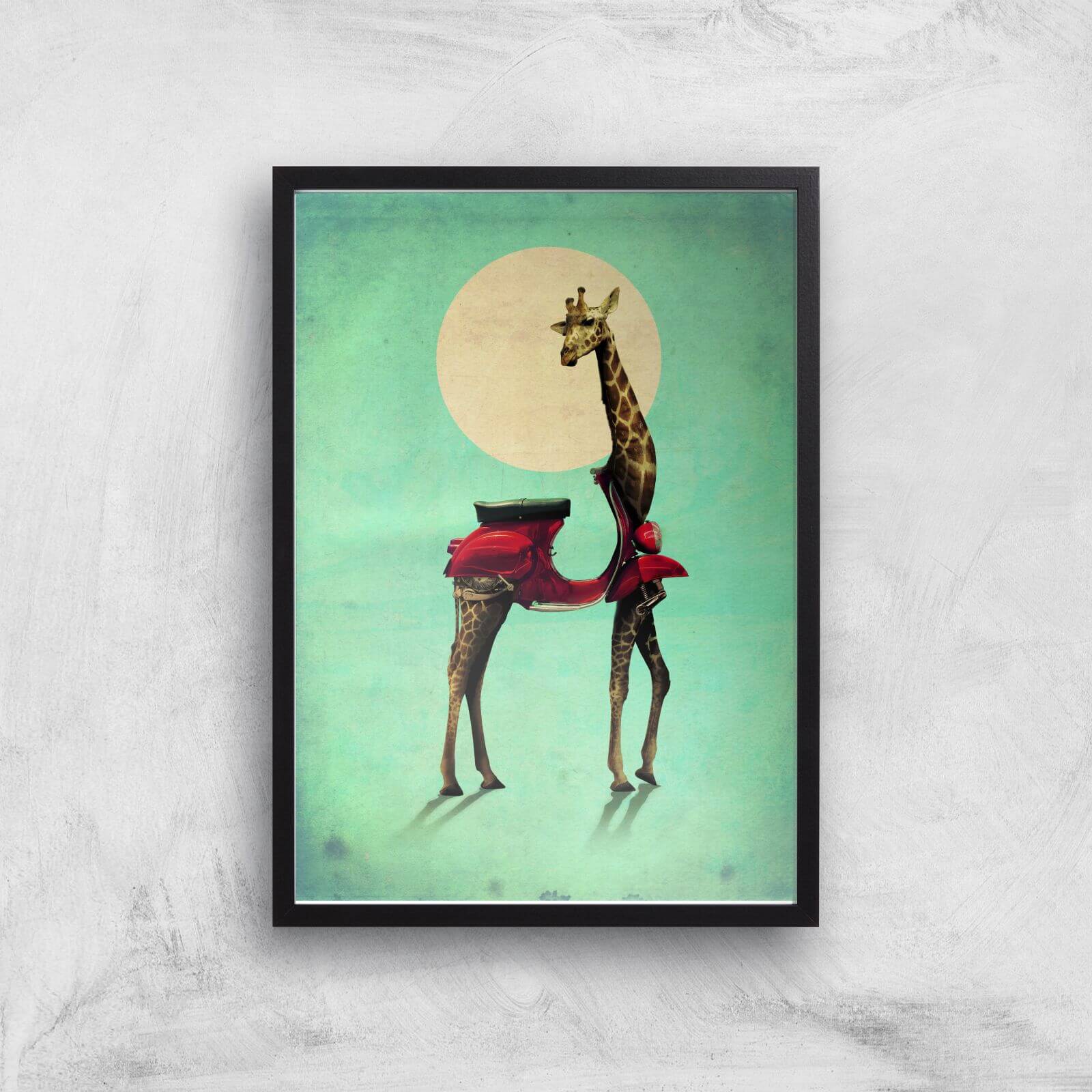 Ikiiki Giraffe Giclee Art Print - A3 - Black Frame