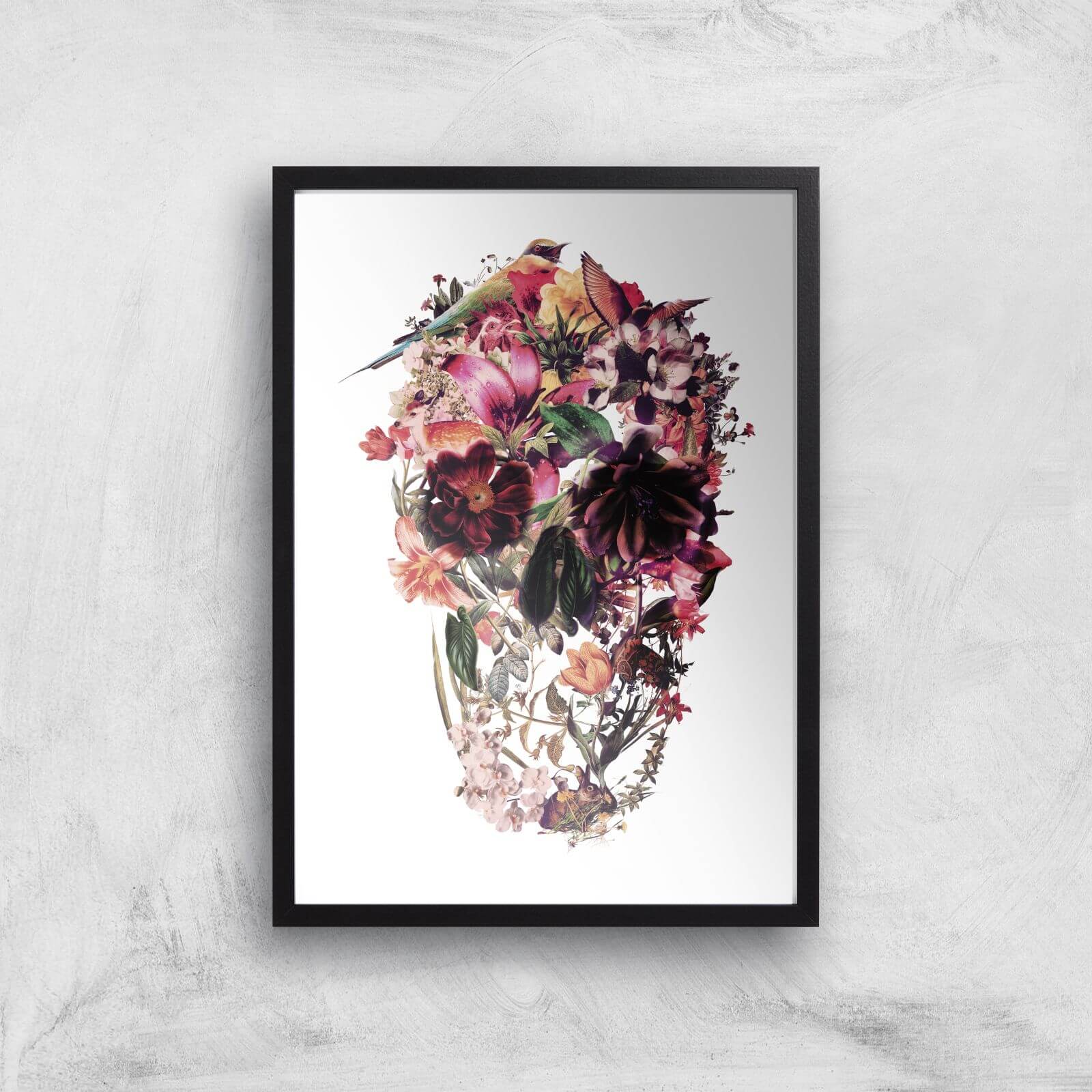 Ikiiki Bird Skull Giclee Art Print - A3 - Black Frame