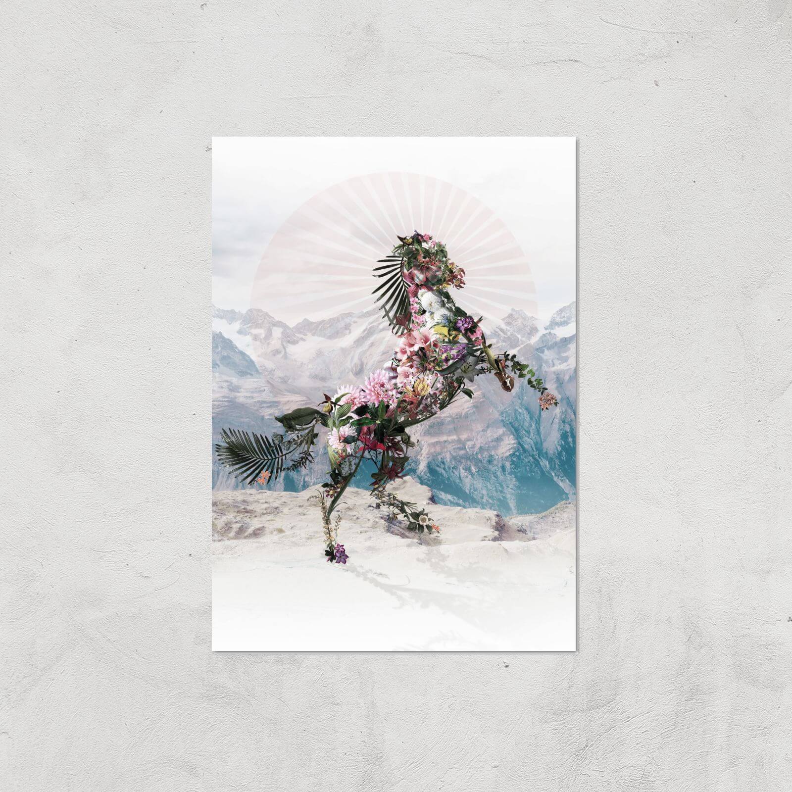 Ikiiki Floral Horse Giclee Art Print - A4 - Print Only