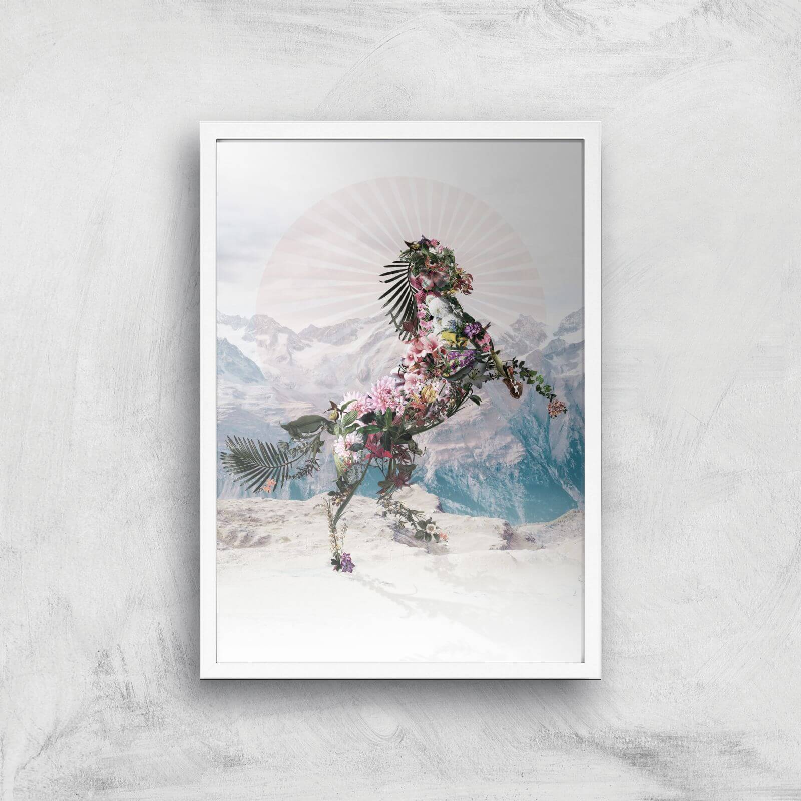 Ikiiki Floral Horse Giclee Art Print - A2 - White Frame