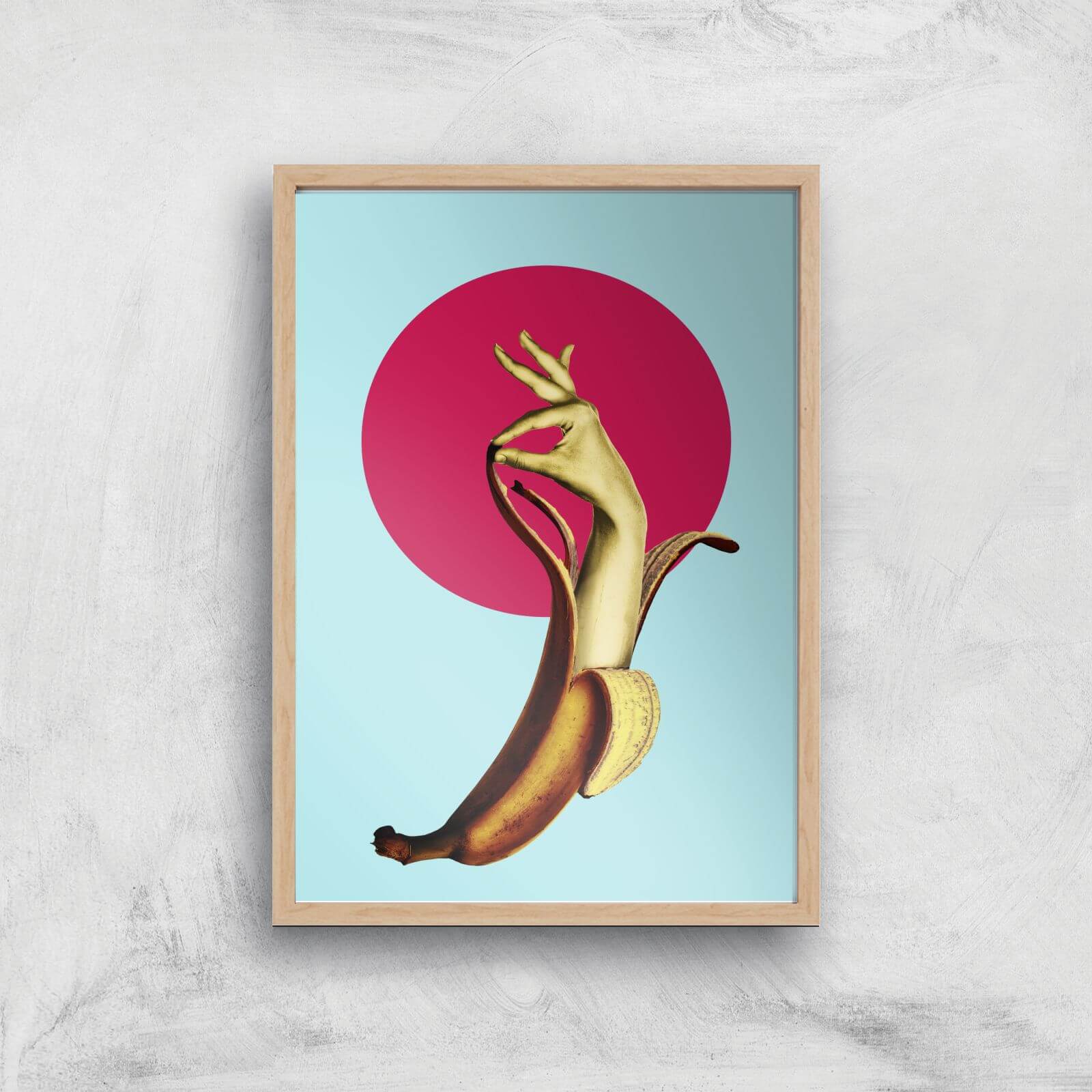 Ikiiki El Banana Giclee Art Print - A4 - Wooden Frame