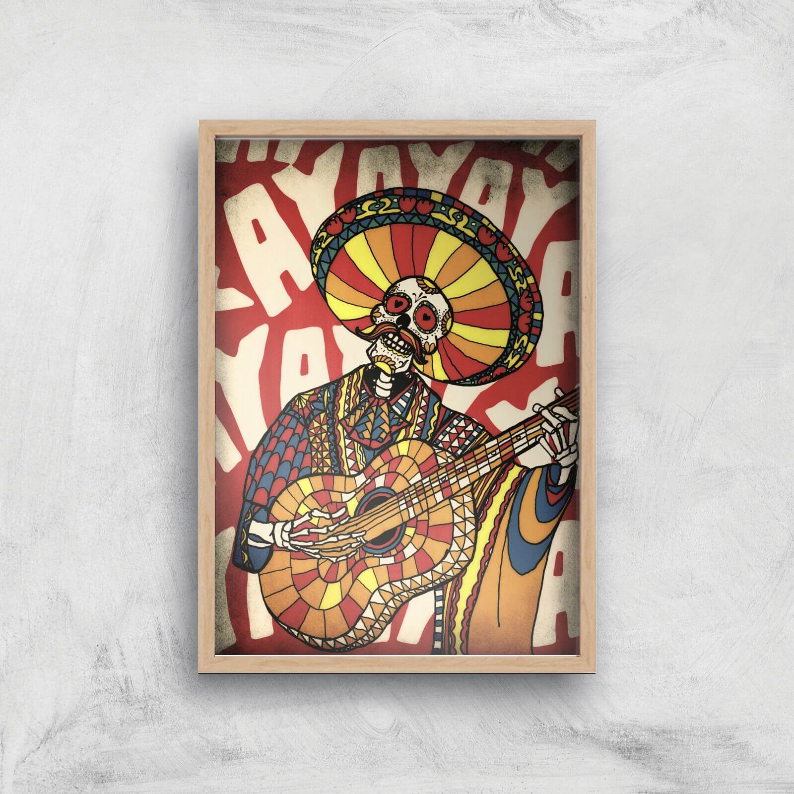 Ikiiki Mariachi Giclee Art Print - A4 - Wooden Frame