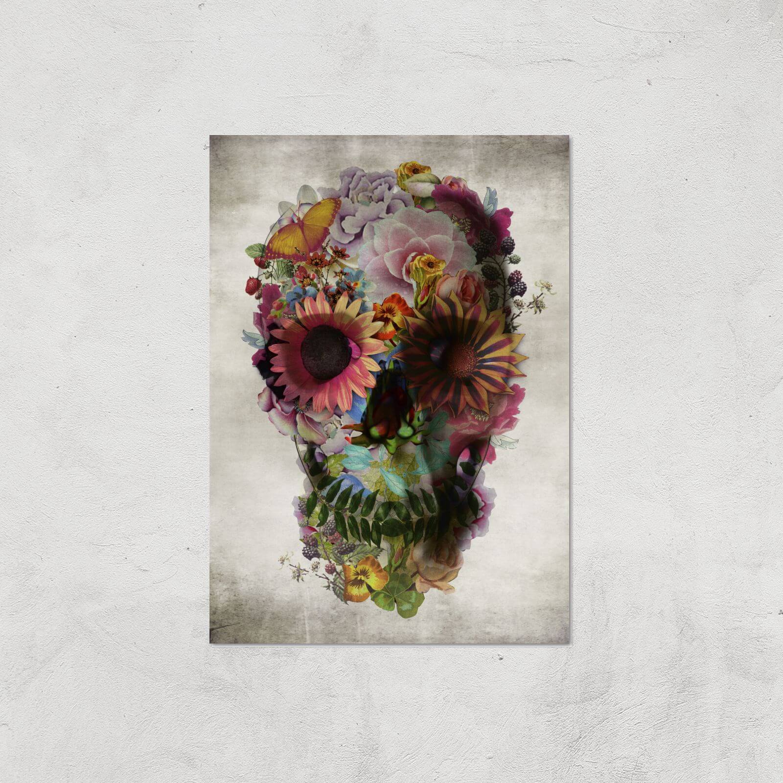 Ikiiki Floral Skull Giclee Art Print - A4 - Print Only