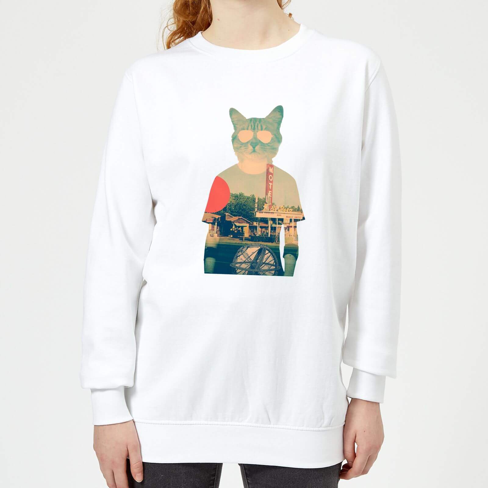 Ikiiki Cool Cat Women's Sweatshirt - White - XS - White