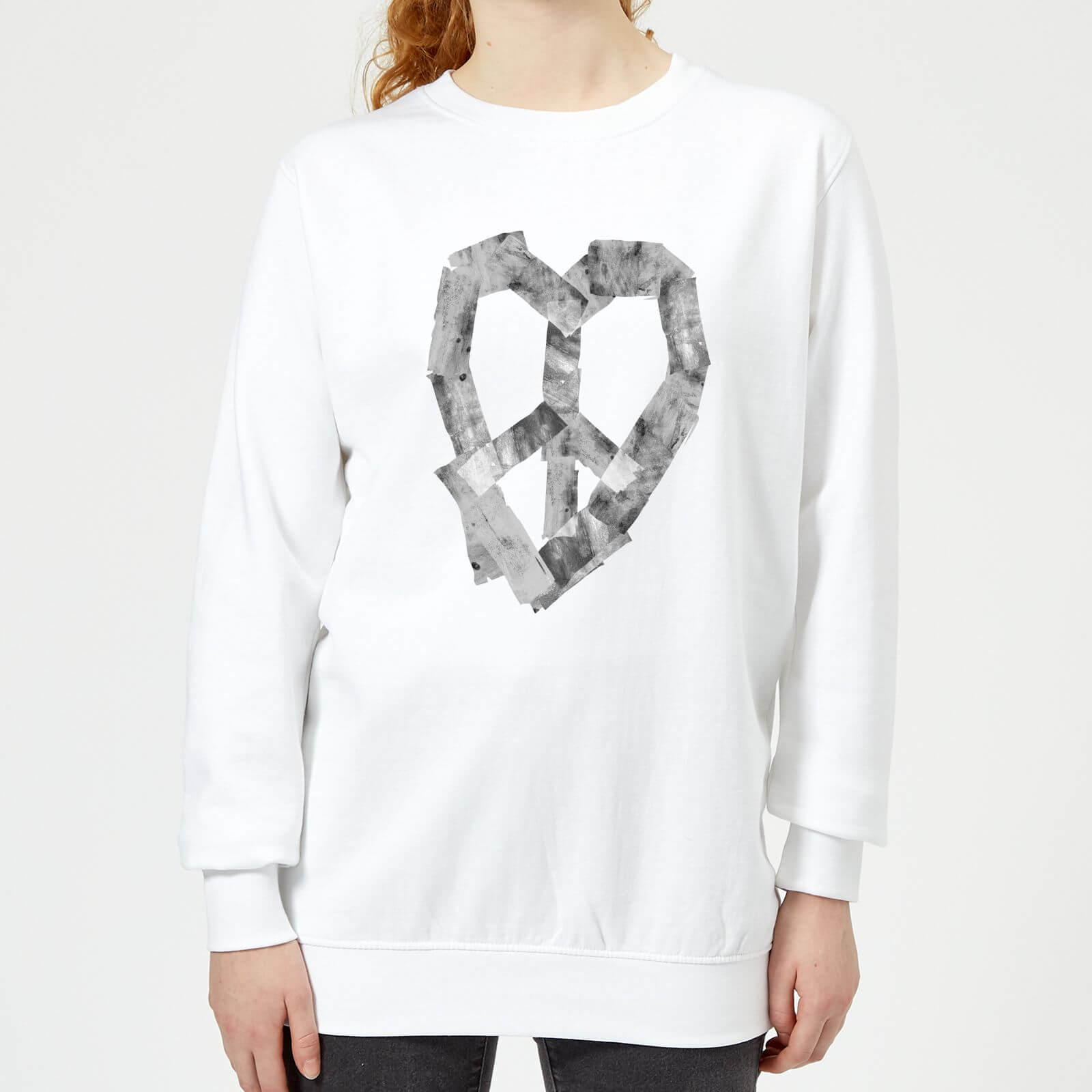Ikiiki Peace Heart Women's Sweatshirt - White - XS - White