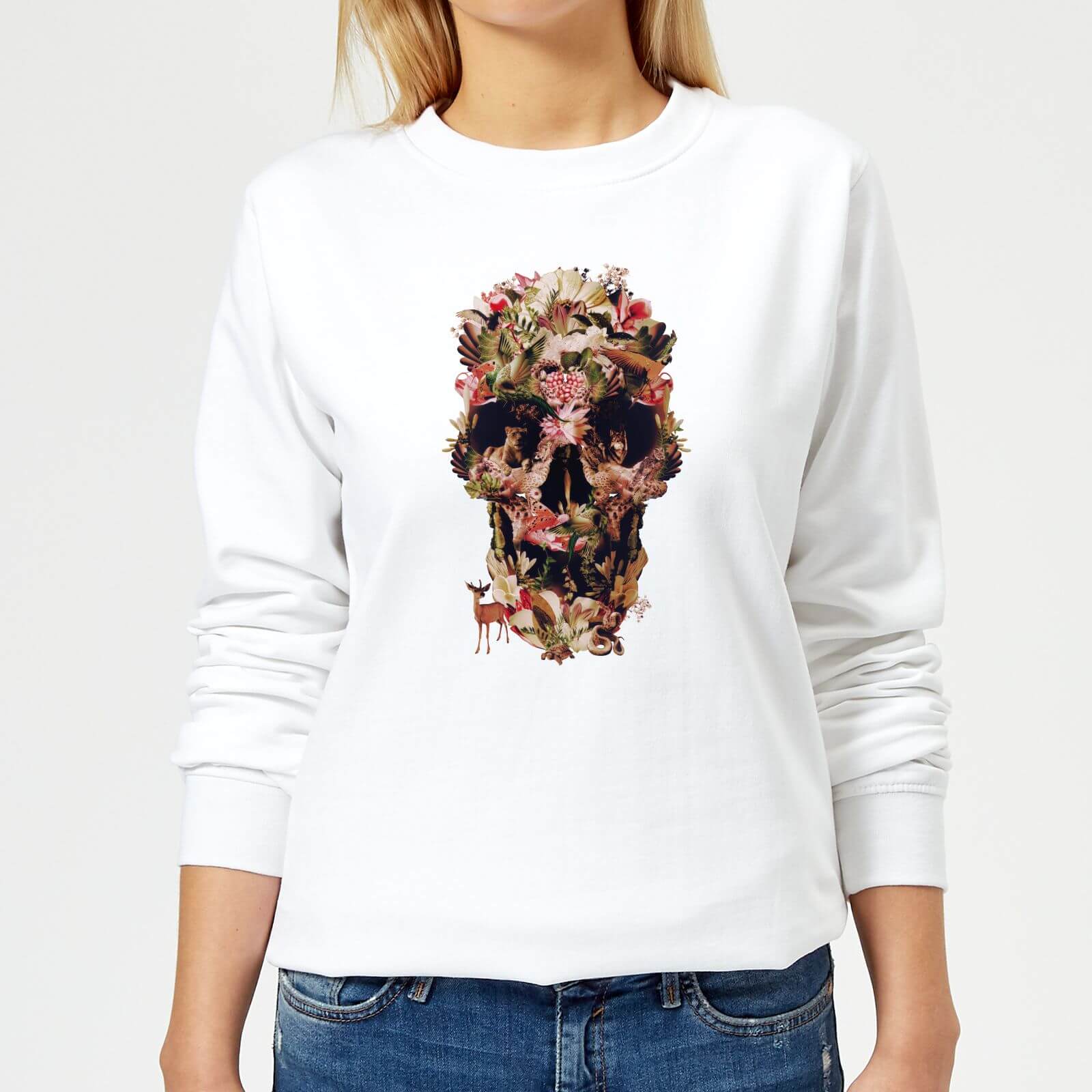 Ikiiki Jungle Women's Sweatshirt - White - XS - White