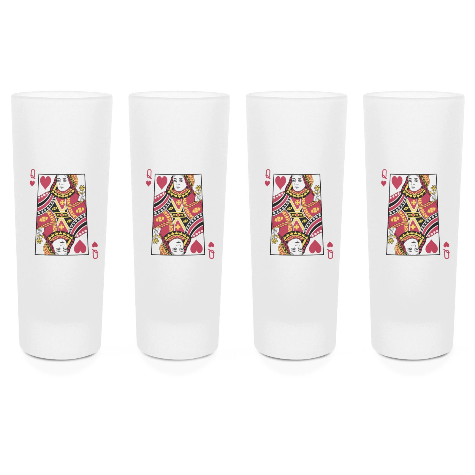 Queen Of Hearts Shot Glasses - Set of 4