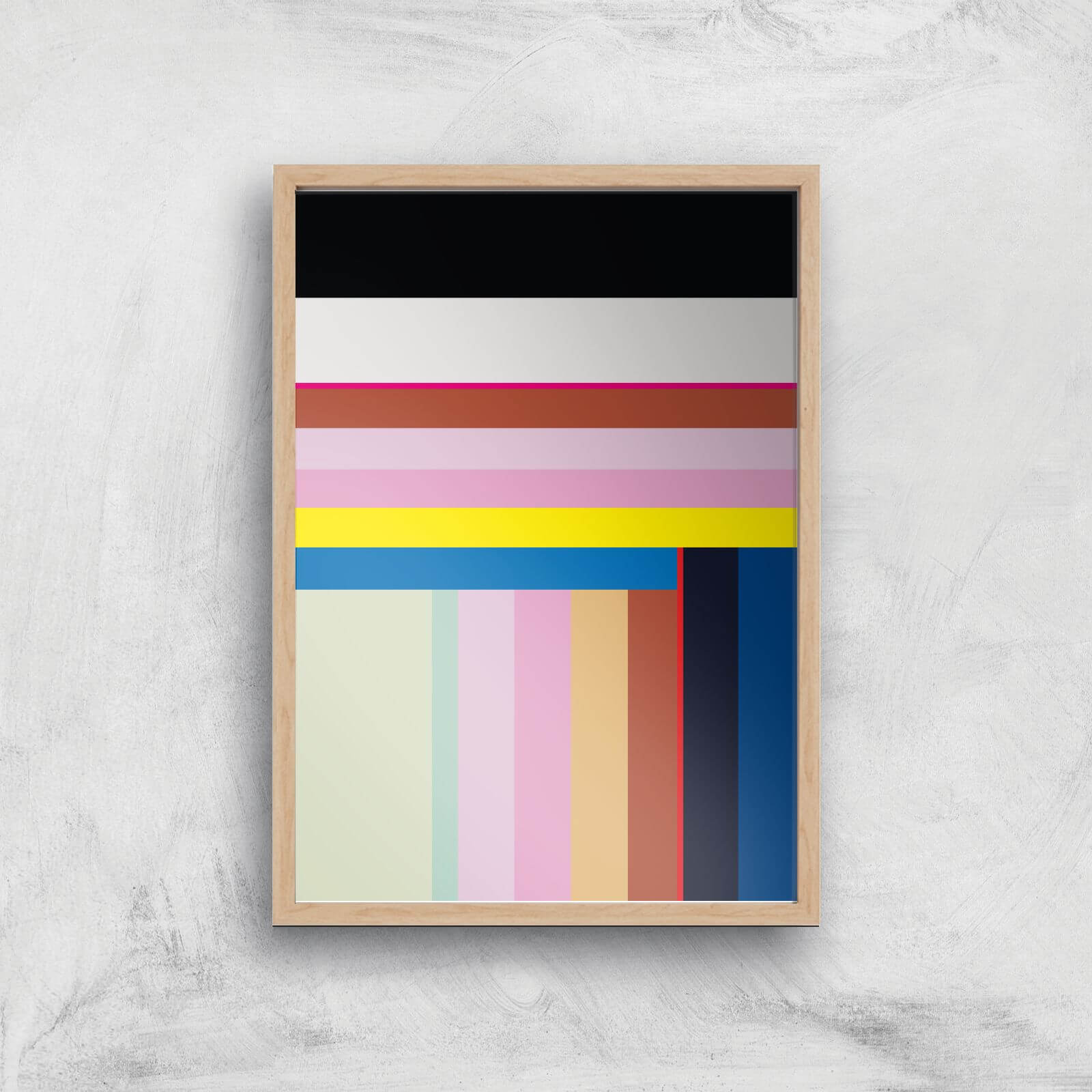 Colourful Stripes Giclee Art Print - A3 - Wooden Frame