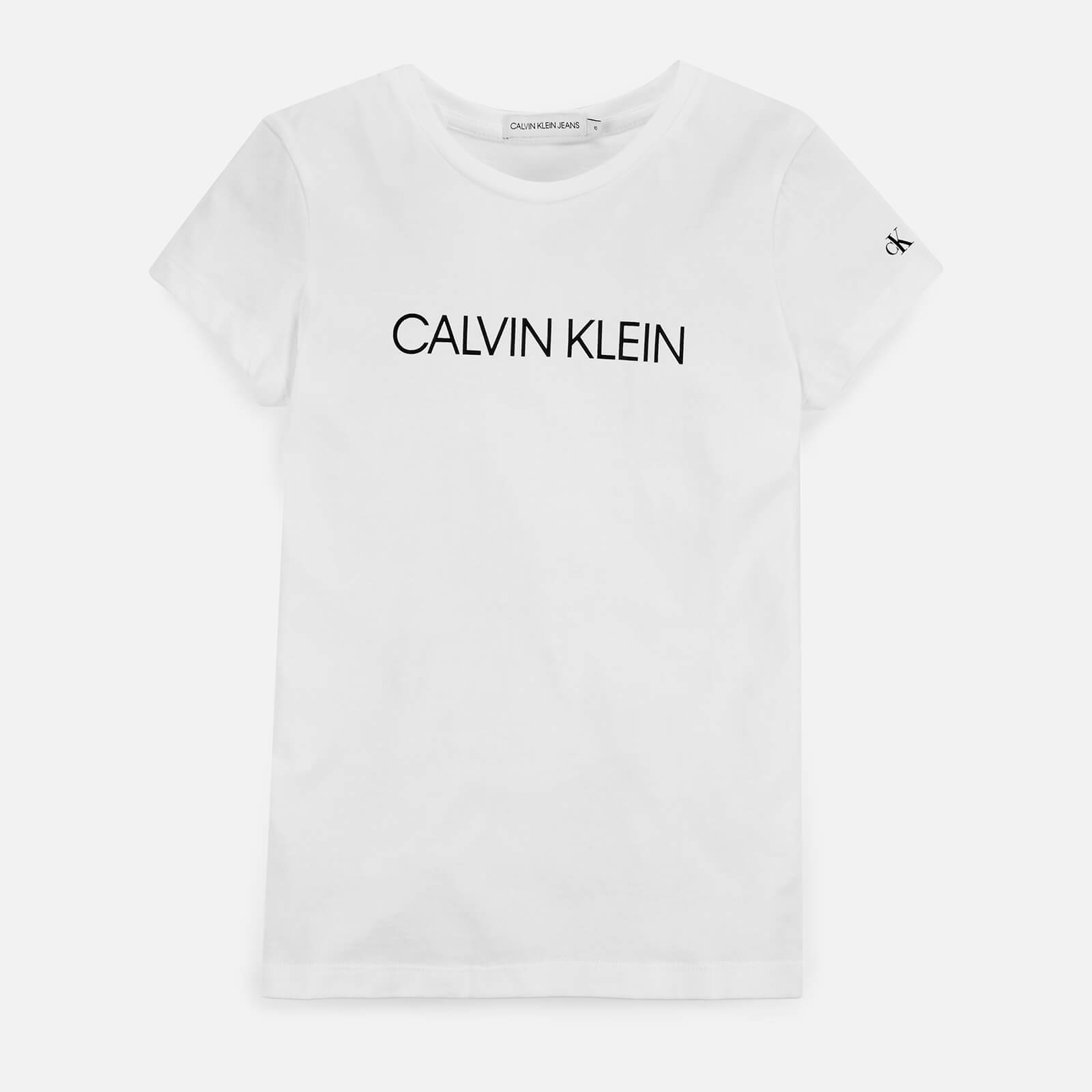 Calvin Klein Girls' Institutional T-Shirt - Bright White - 6-7 Years