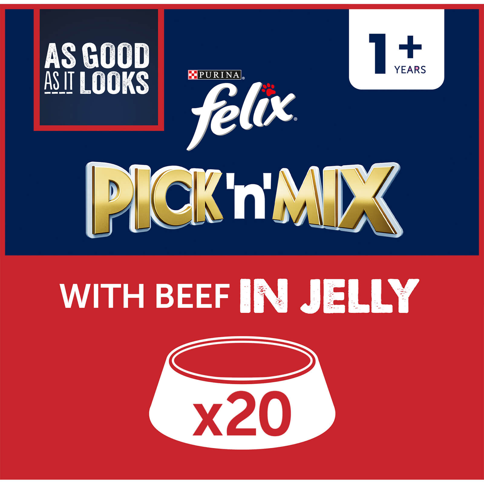 Image of FELIX As Good As It Looks Beef in Jelly Cat Food 20 x 100g
