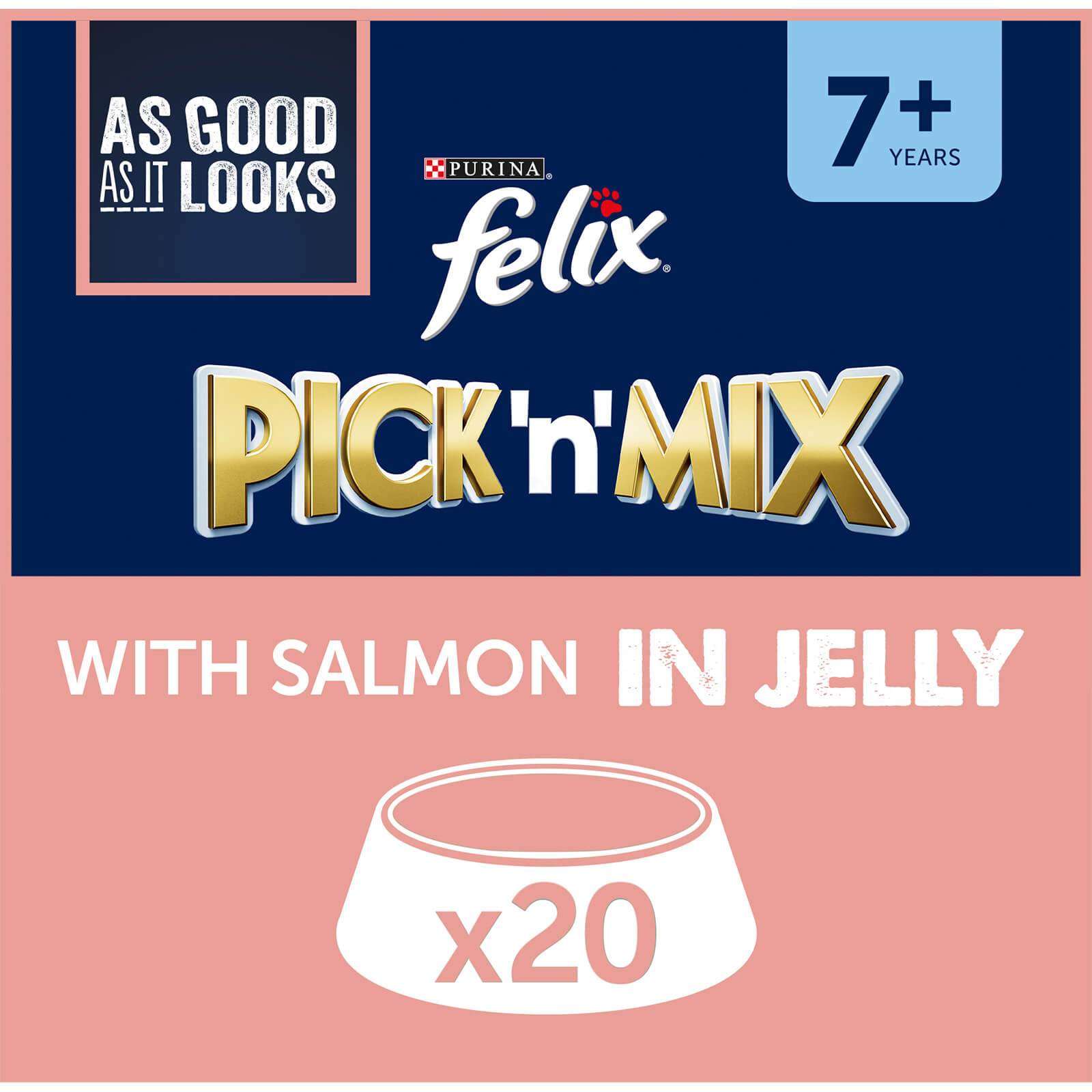 Image of FELIX 7+ As Good As It looks Salmon Cat Food 20 x 100g