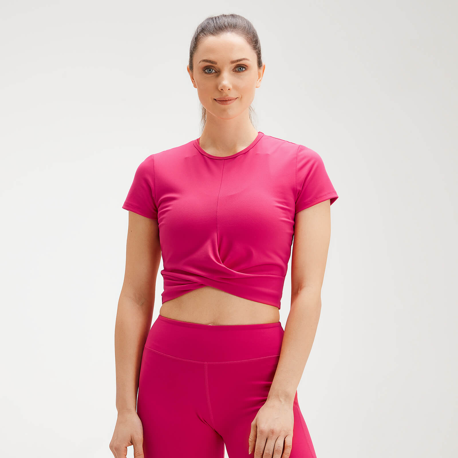 MP Women's Power Short Sleeve Crop Top - Virtual Pink - XXL