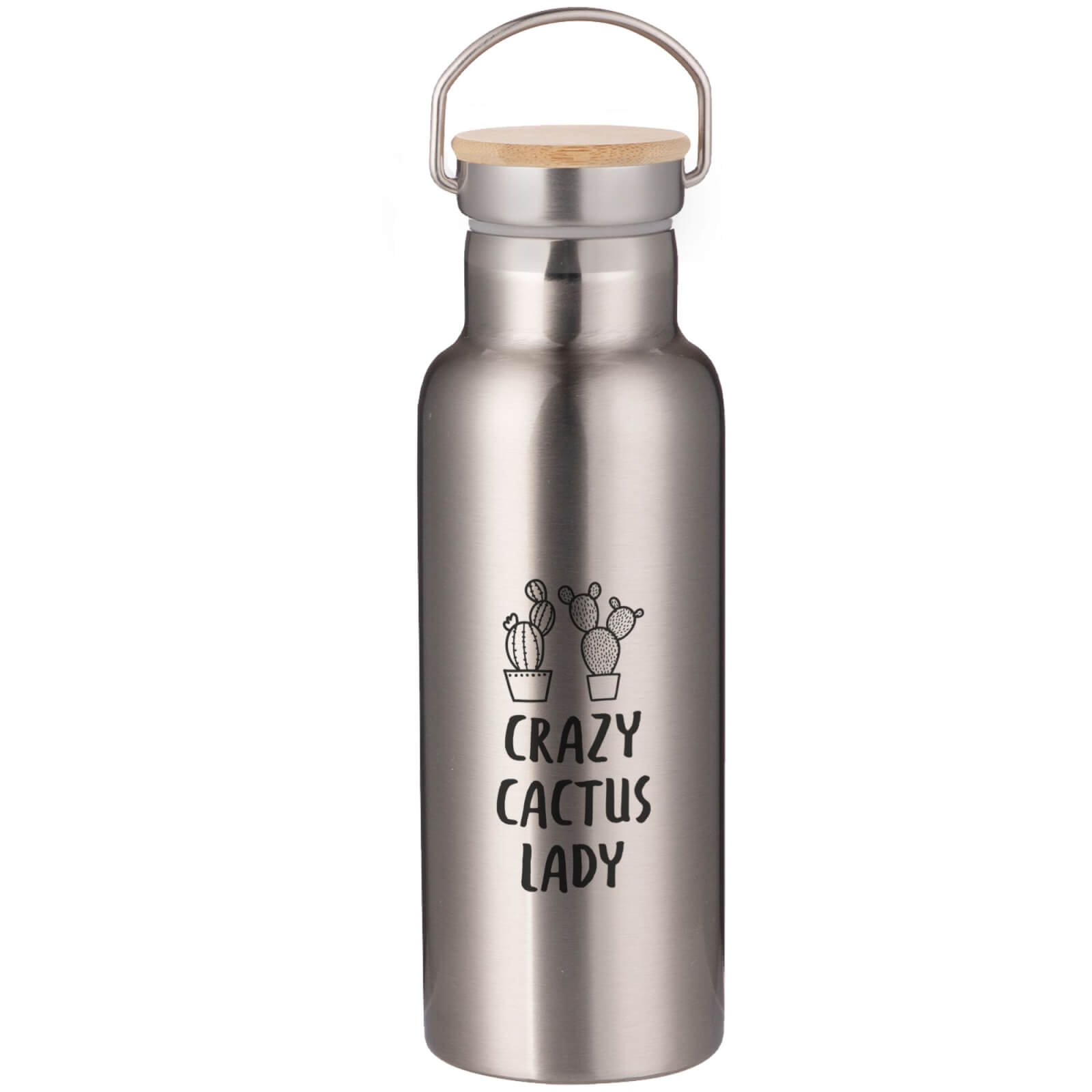 Crazy Cactus Lady Portable Insulated Water Bottle - Steel