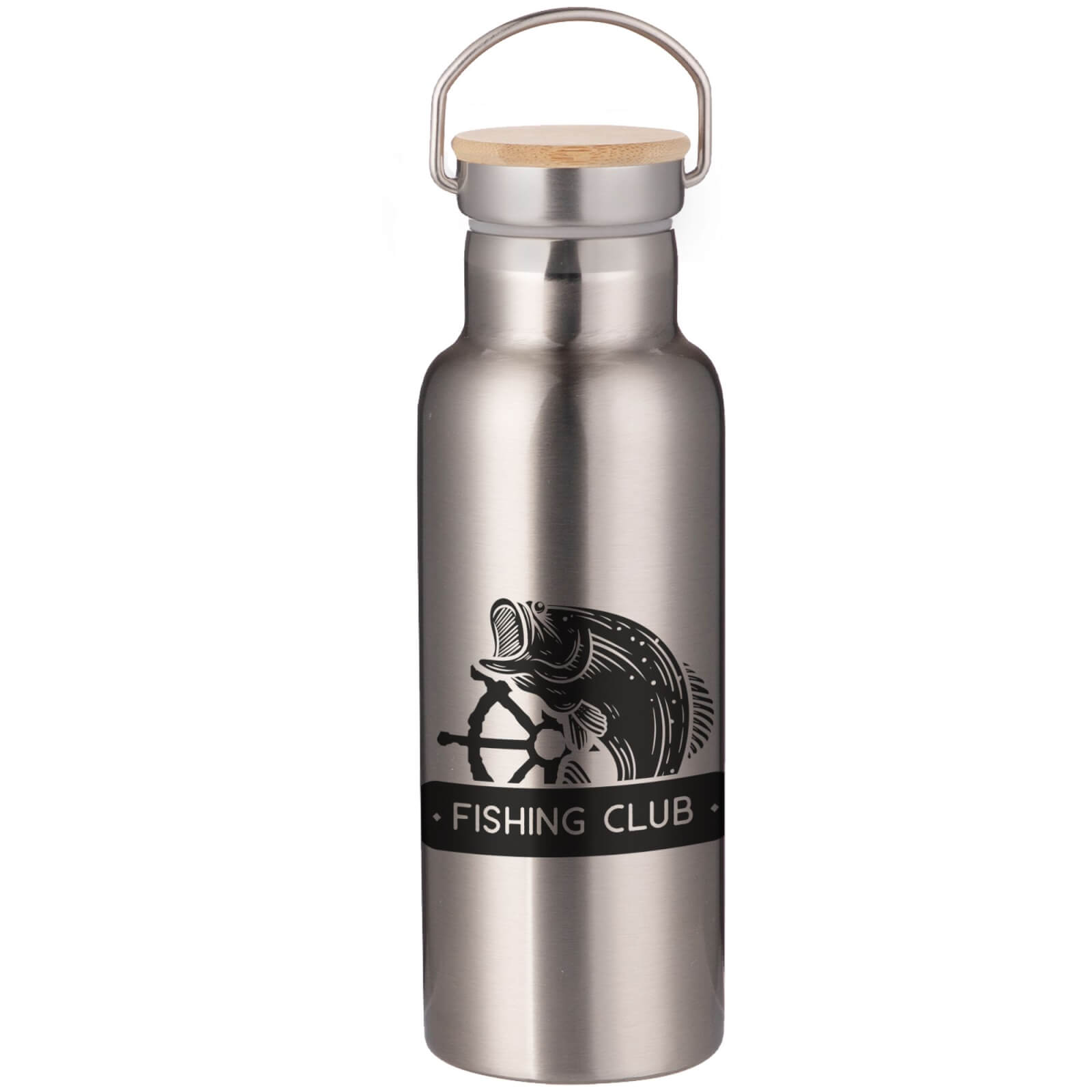 Fishing Club Portable Insulated Water Bottle - Steel