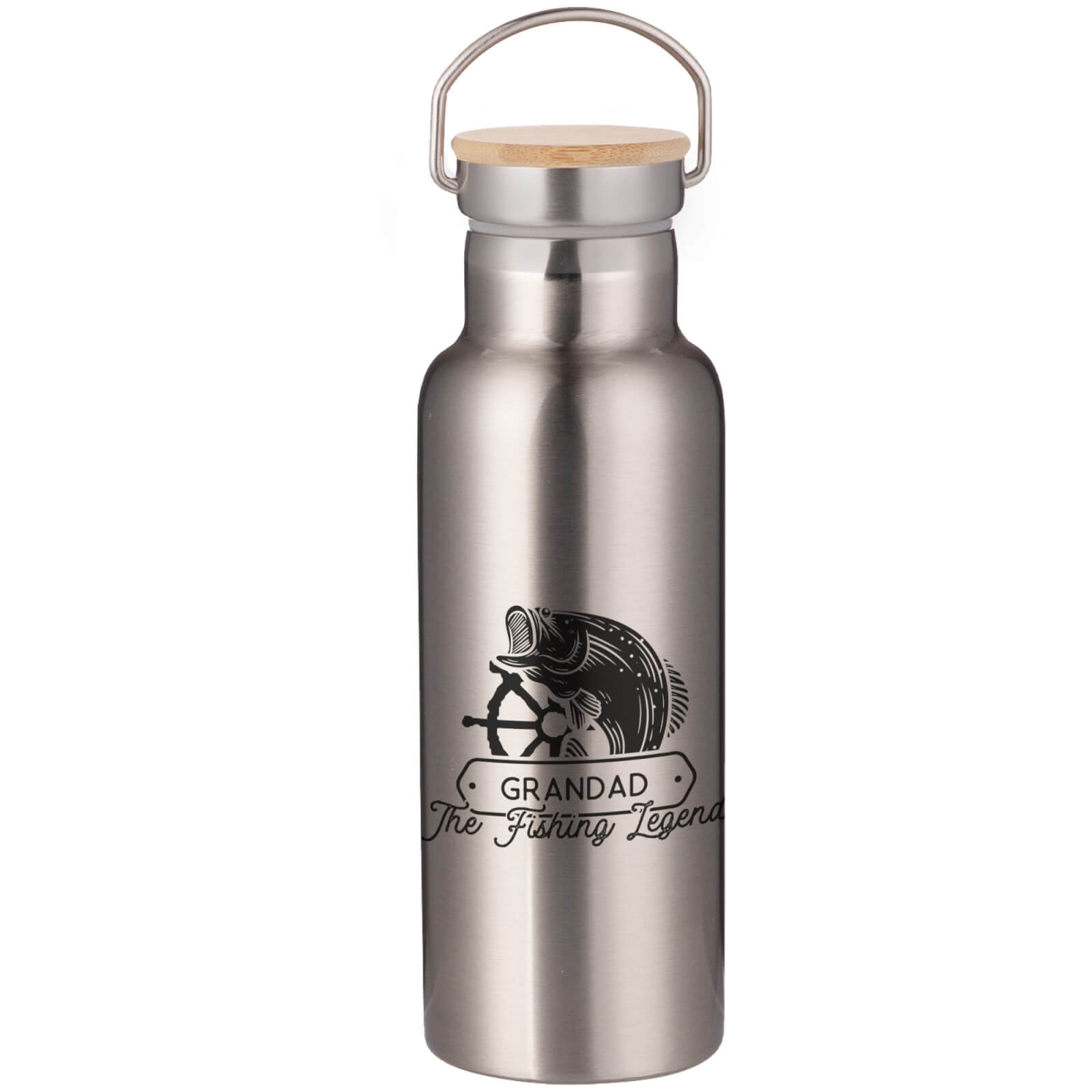 Grandad The Fishing Legend Portable Insulated Water Bottle - Steel