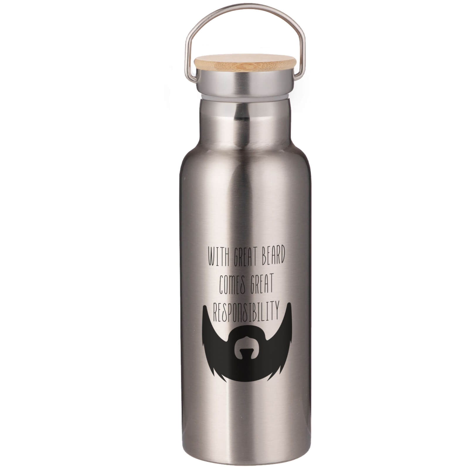 With Great Beard Comes Great Responsibility Portable Insulated Water Bottle - Steel