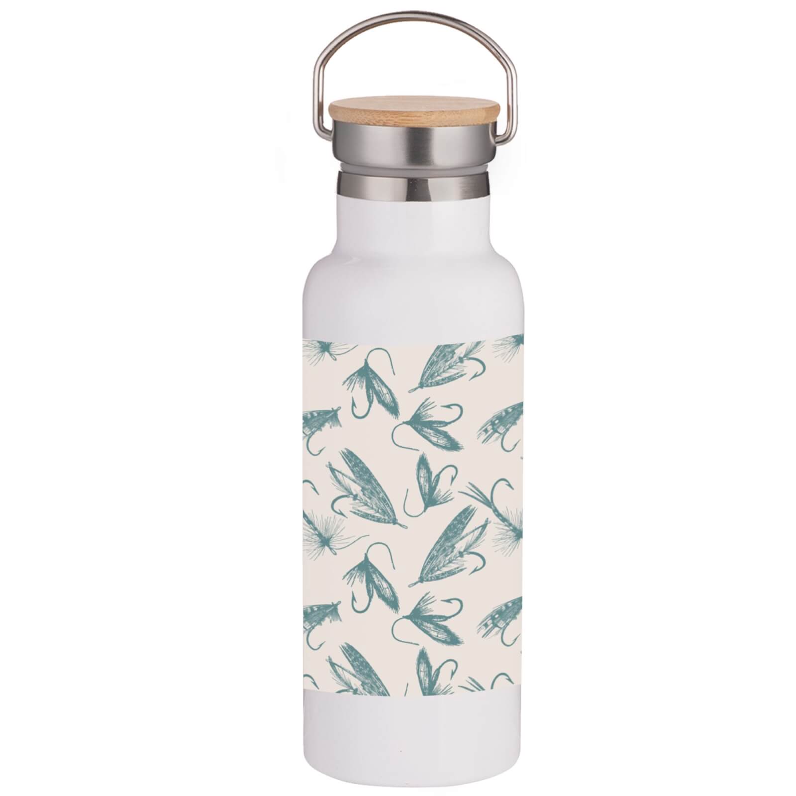 Fishing Hooks Portable Insulated Water Bottle - White