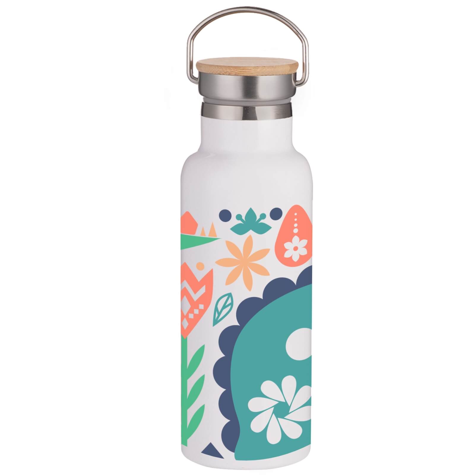 Nordic Dinosaur Portable Insulated Water Bottle - White