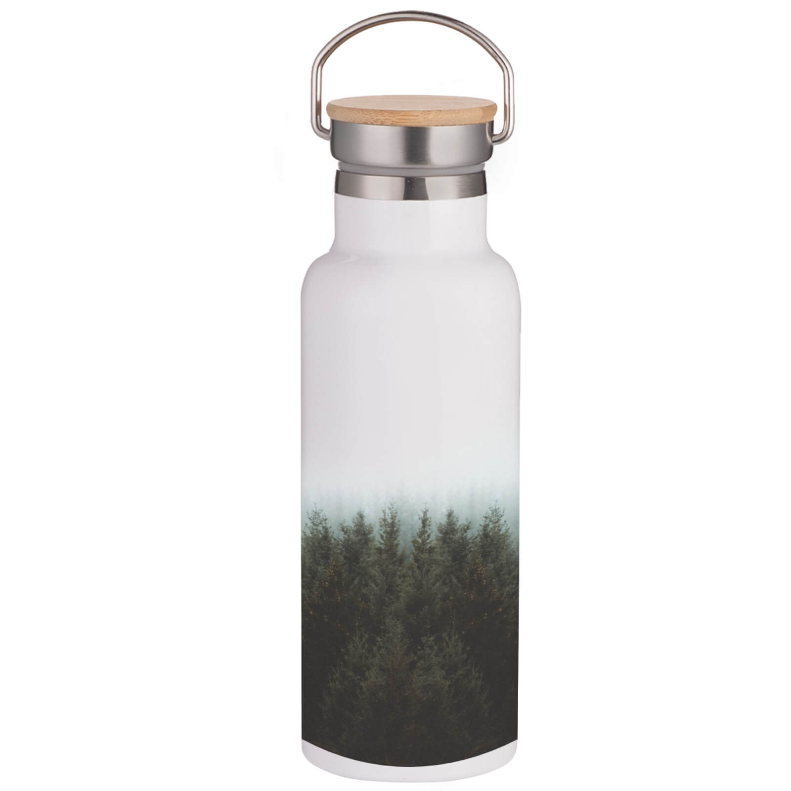 Foggy Forest Portable Insulated Water Bottle - White