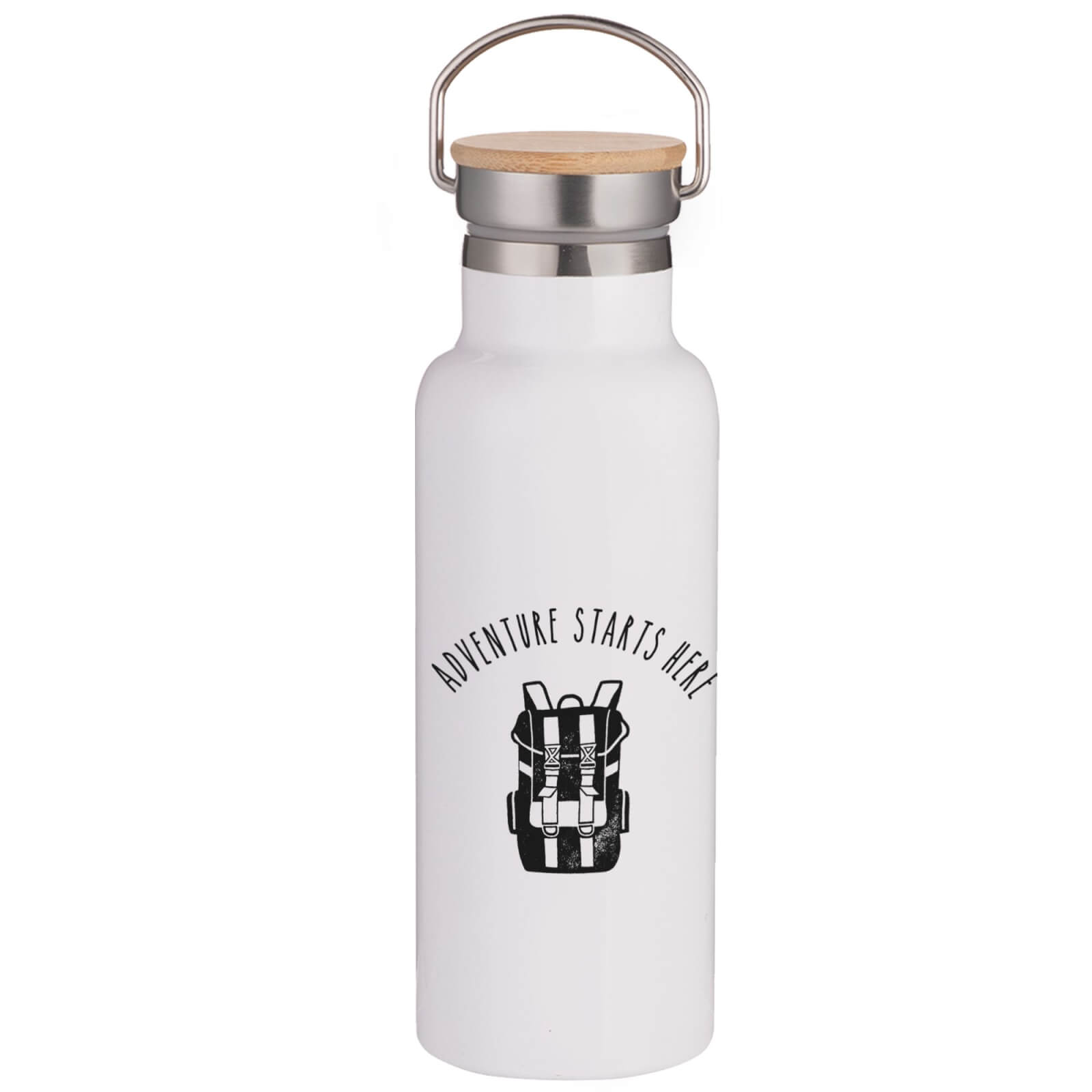 Adventure Starts Here Portable Insulated Water Bottle - White