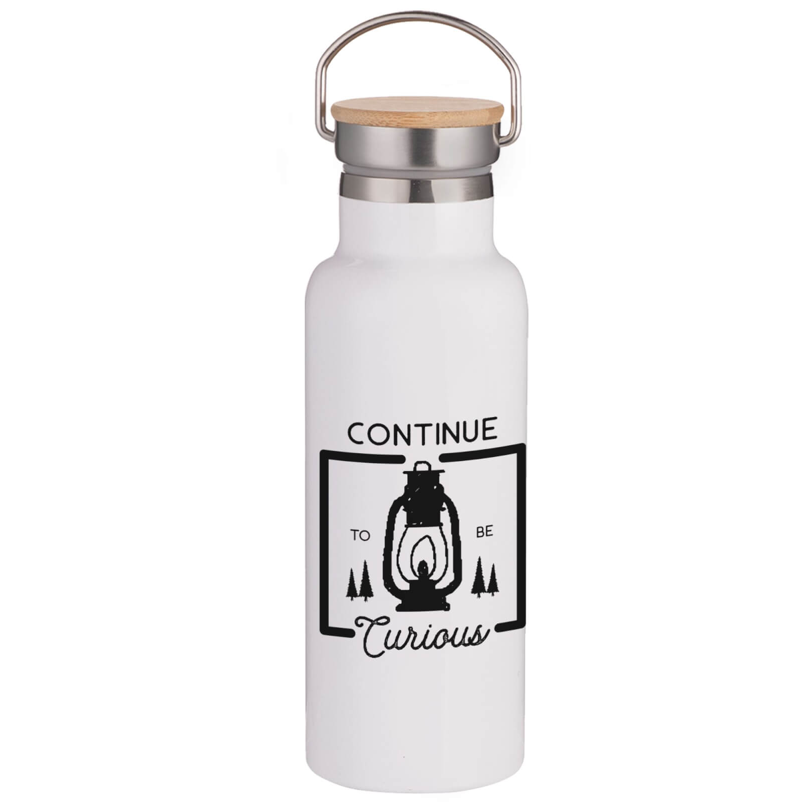 Continue to Be Curious Portable Insulated Water Bottle - White