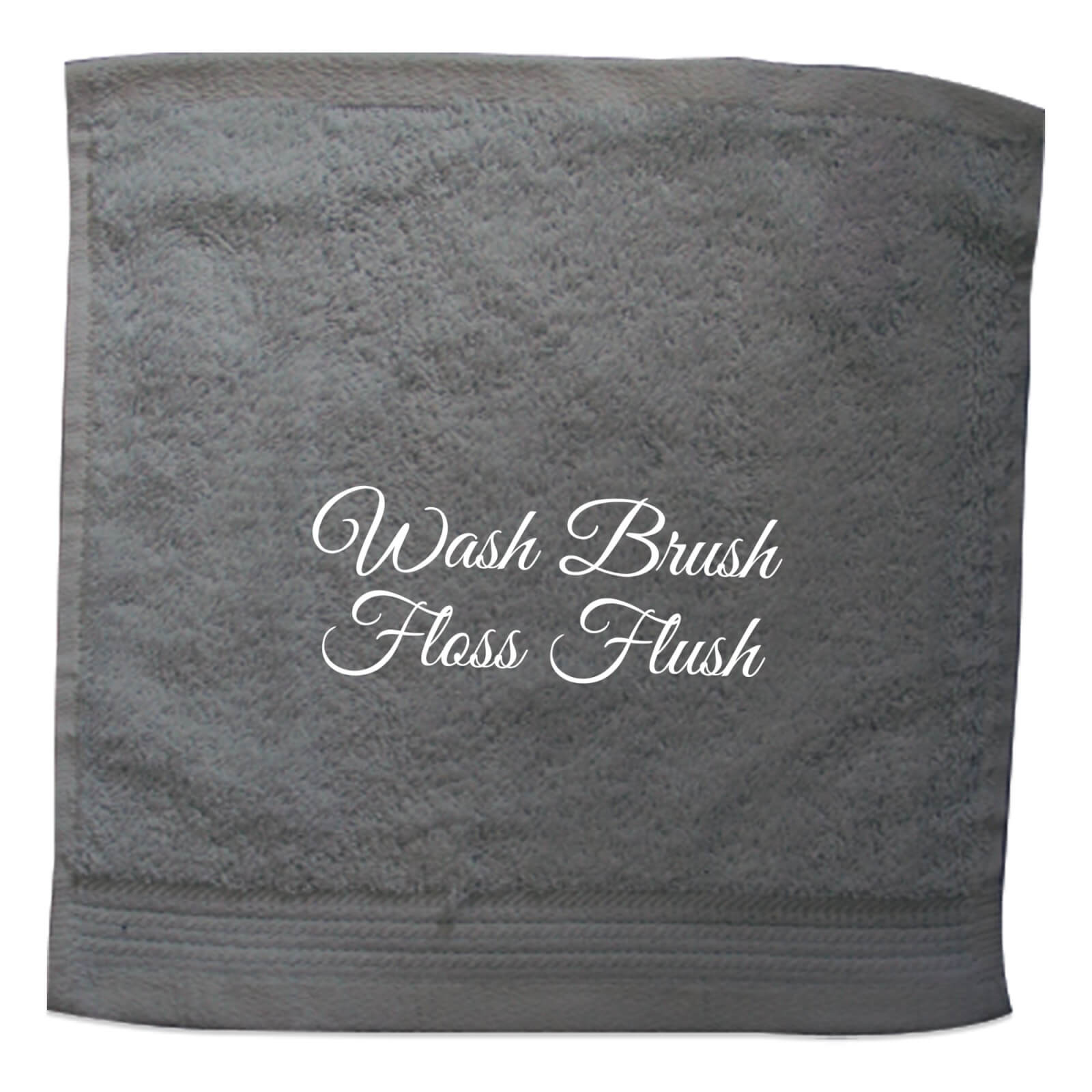 Wash Brush Floss Flush Embroidered Towel - Face Cloth