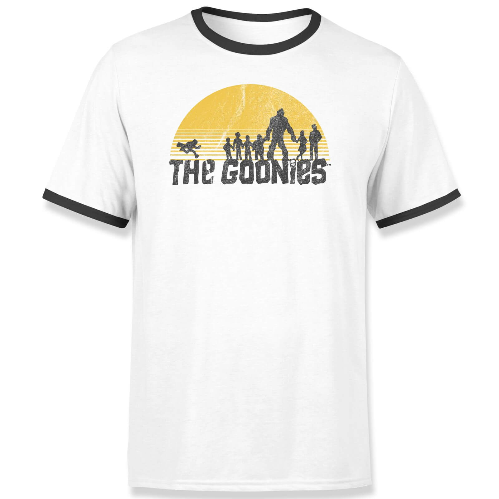 Image of The Goonies Retro Logo Unisex T-Shirt - Weiß / Schwarz Ringer - S - Weiß