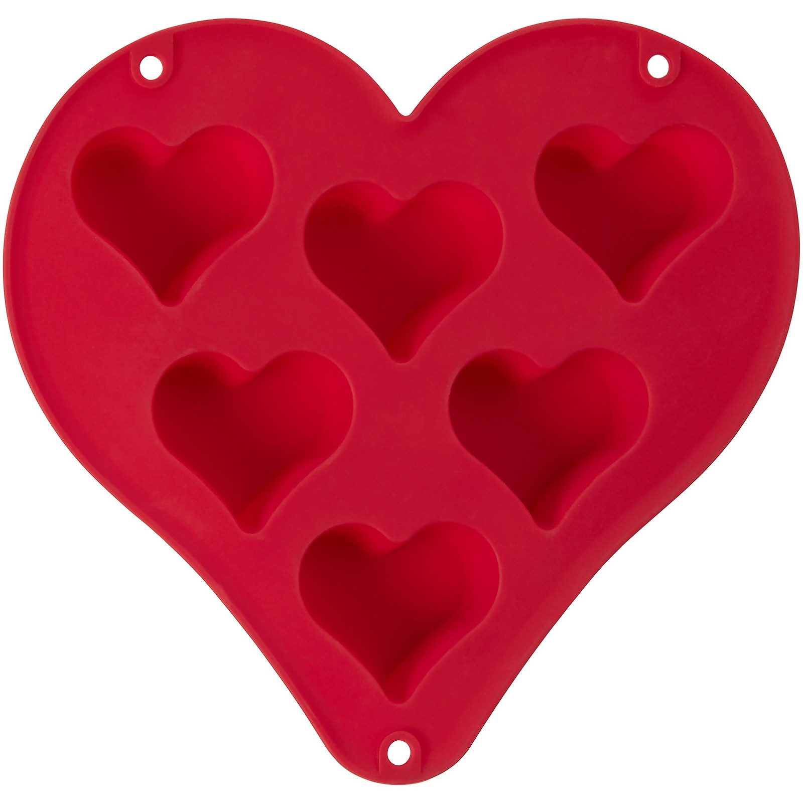 Image of Mimo Heart Shaped 6 Baking Mould - Red Silicone