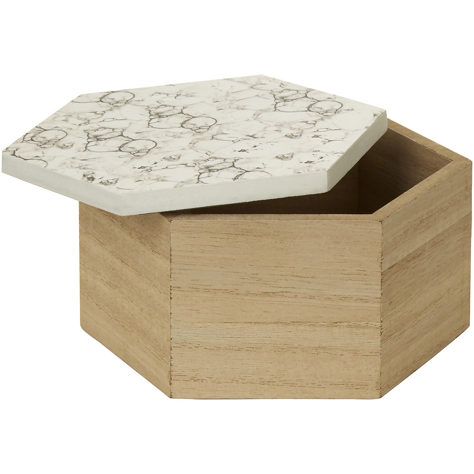 Mimo Hexagon Trinket Box - White Faux Marble