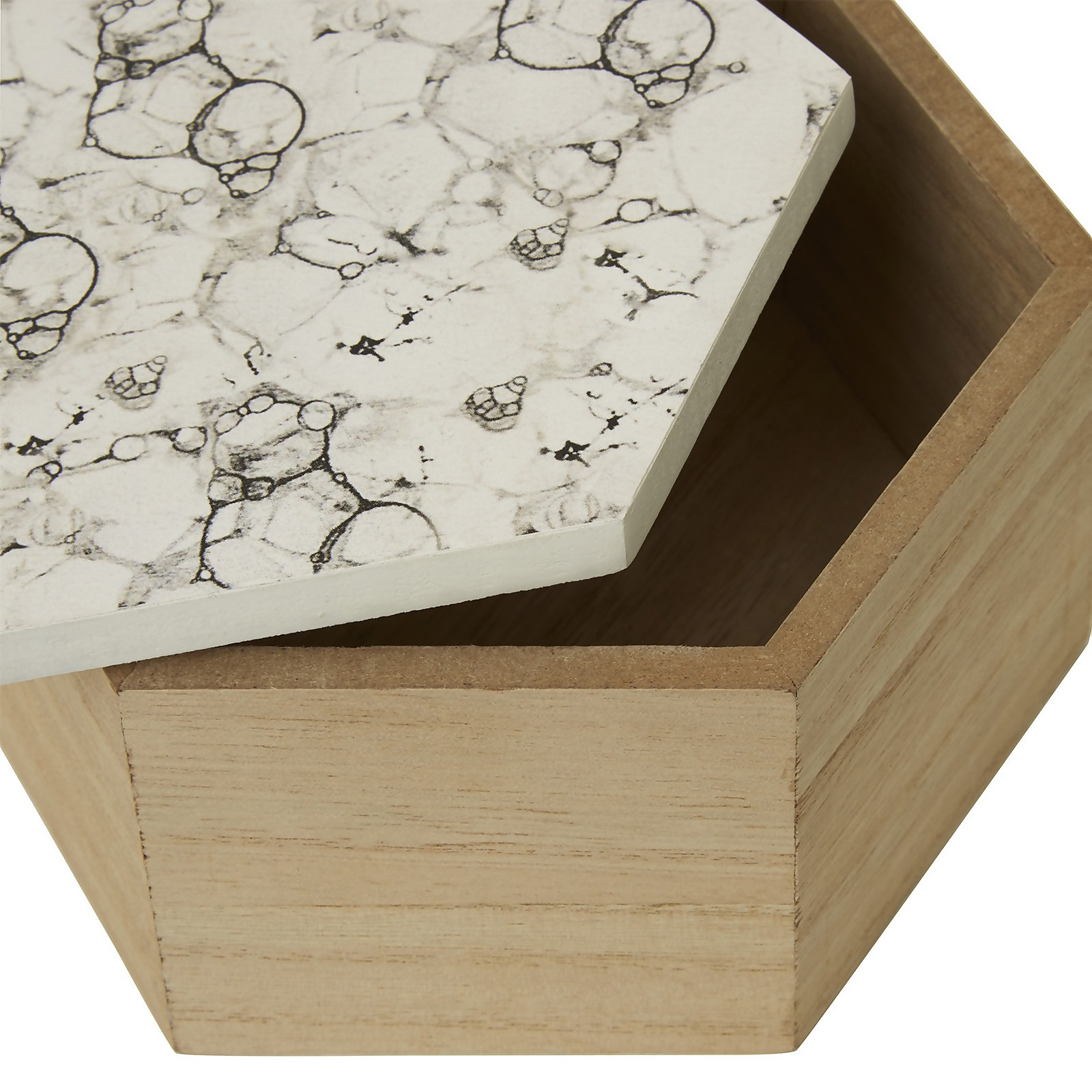 Mimo Hexagon Trinket Box - White Faux Marble