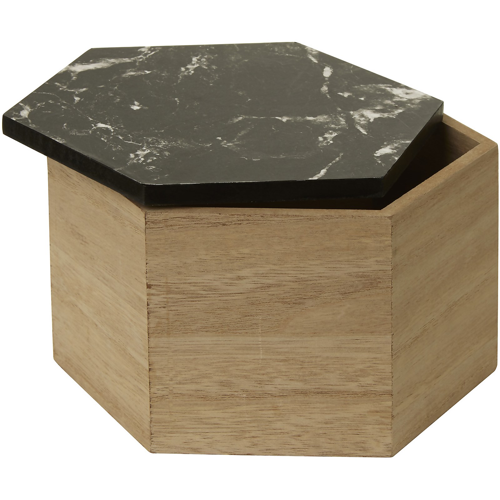 Mimo Hexagon Trinket Box - Black Faux Marble
