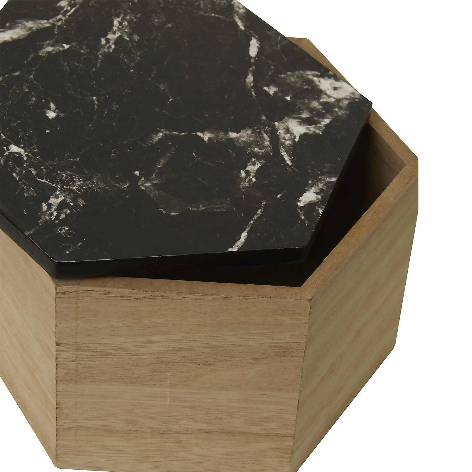 Mimo Hexagon Trinket Box - Black Faux Marble