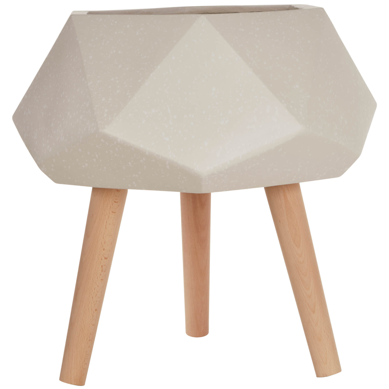 Darnell Multi-Faceted Planter | White and Wood| Damen