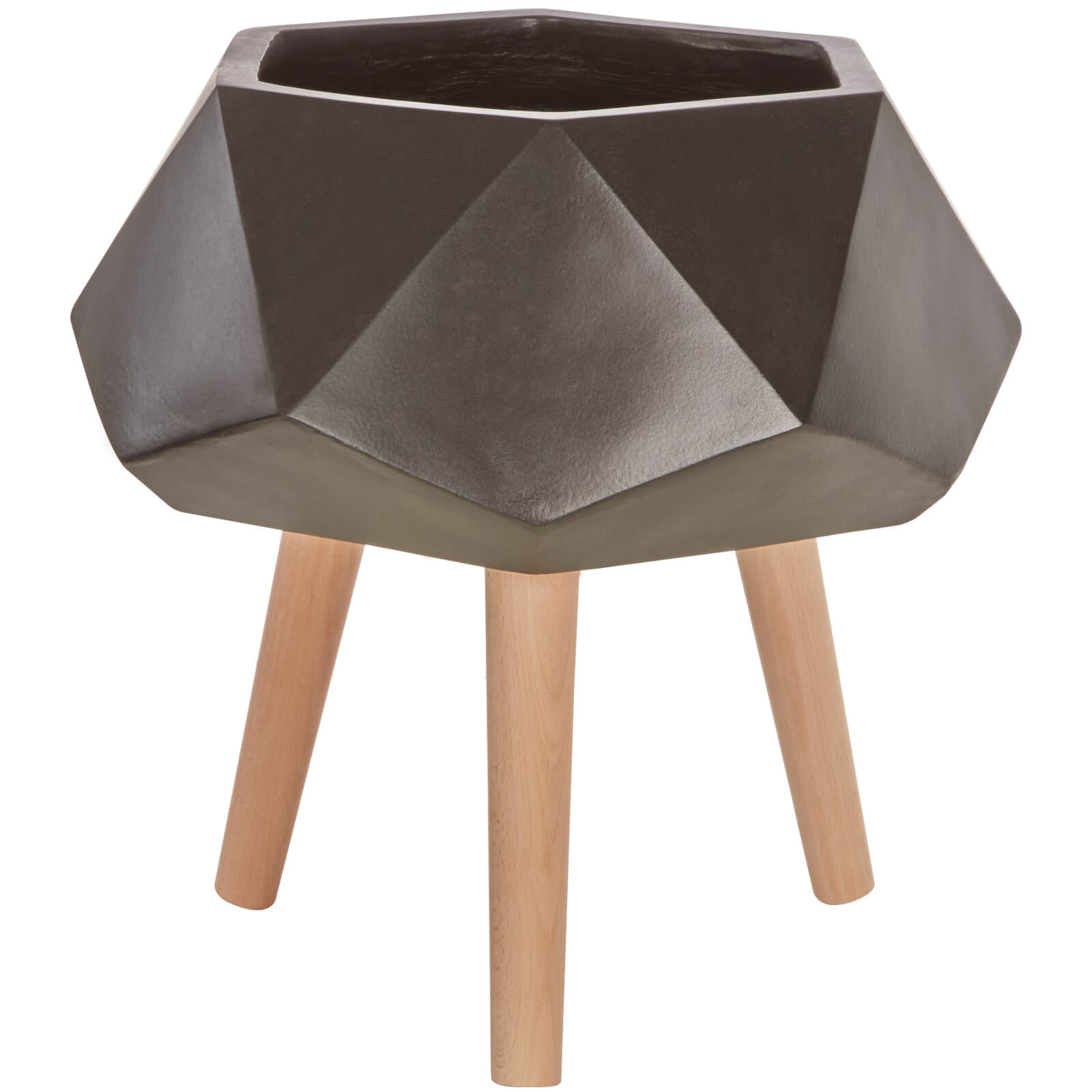 Darnell Multi-Faceted Planter - Black and Wood