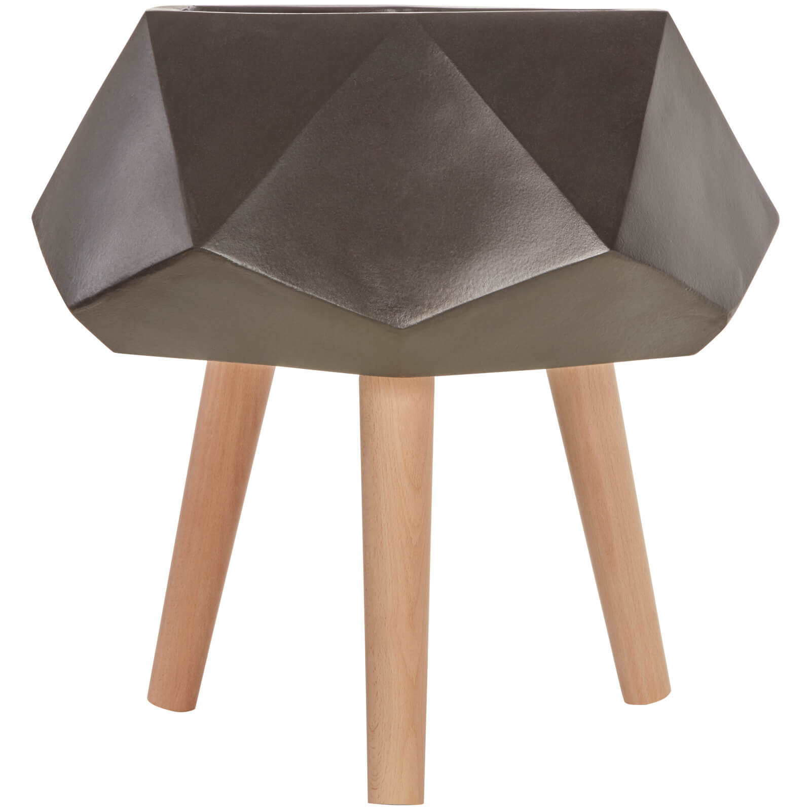 Darnell Multi-Faceted Planter | Black and Wood| Damen