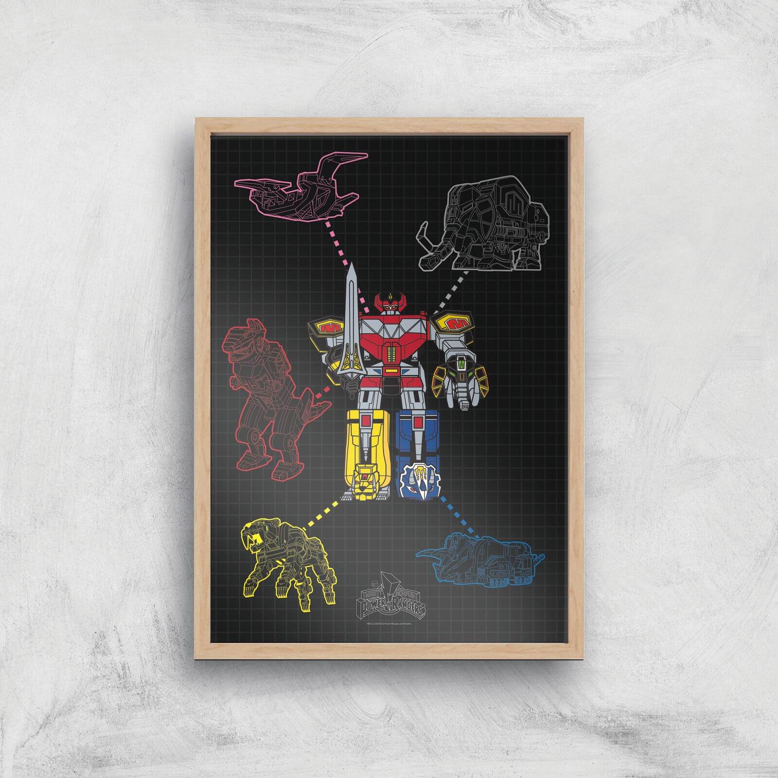 Poster Fine Art Power Rangers Megazord - A2 - Wooden Frame