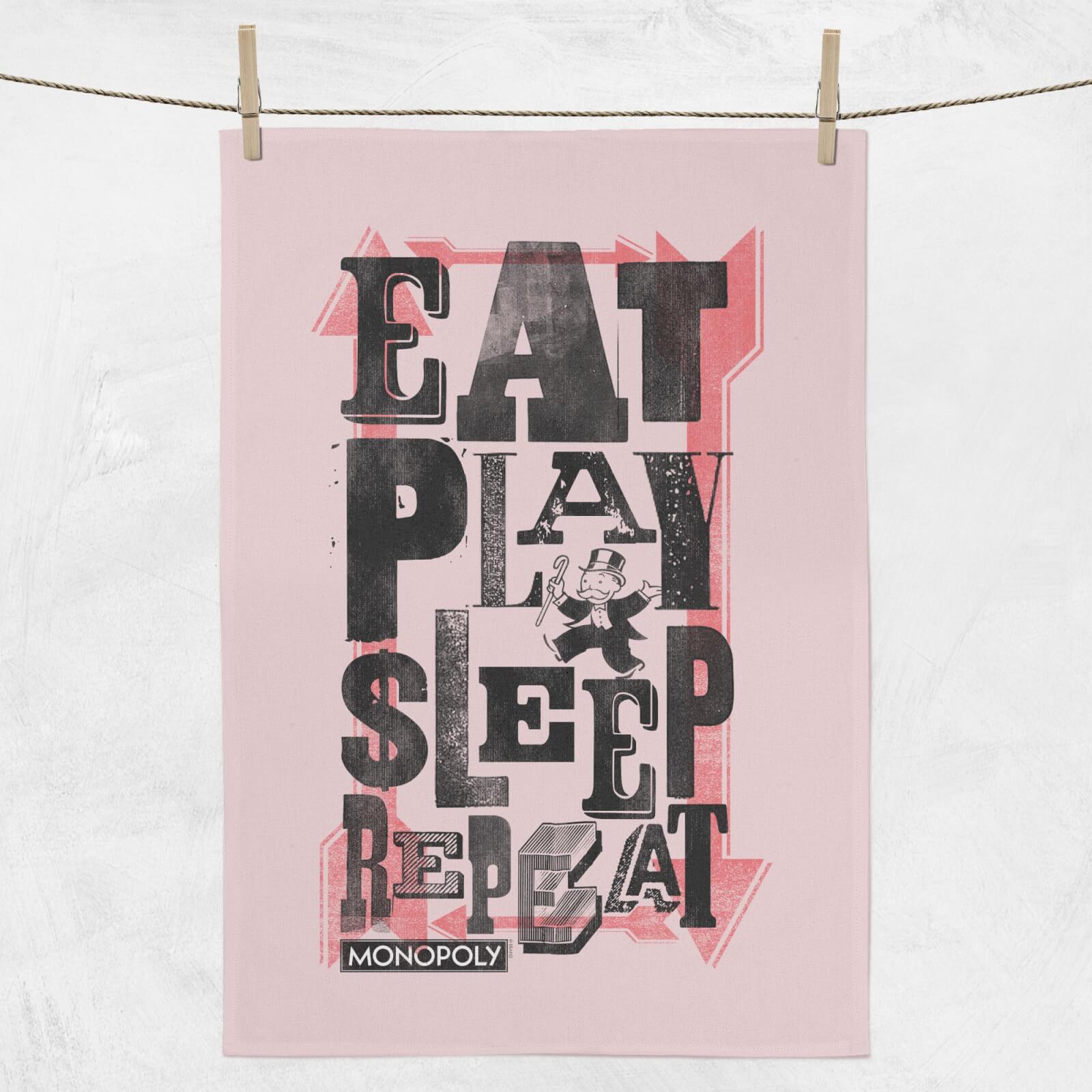Monopoly Eat Play Sleep Repeat Tea Towel