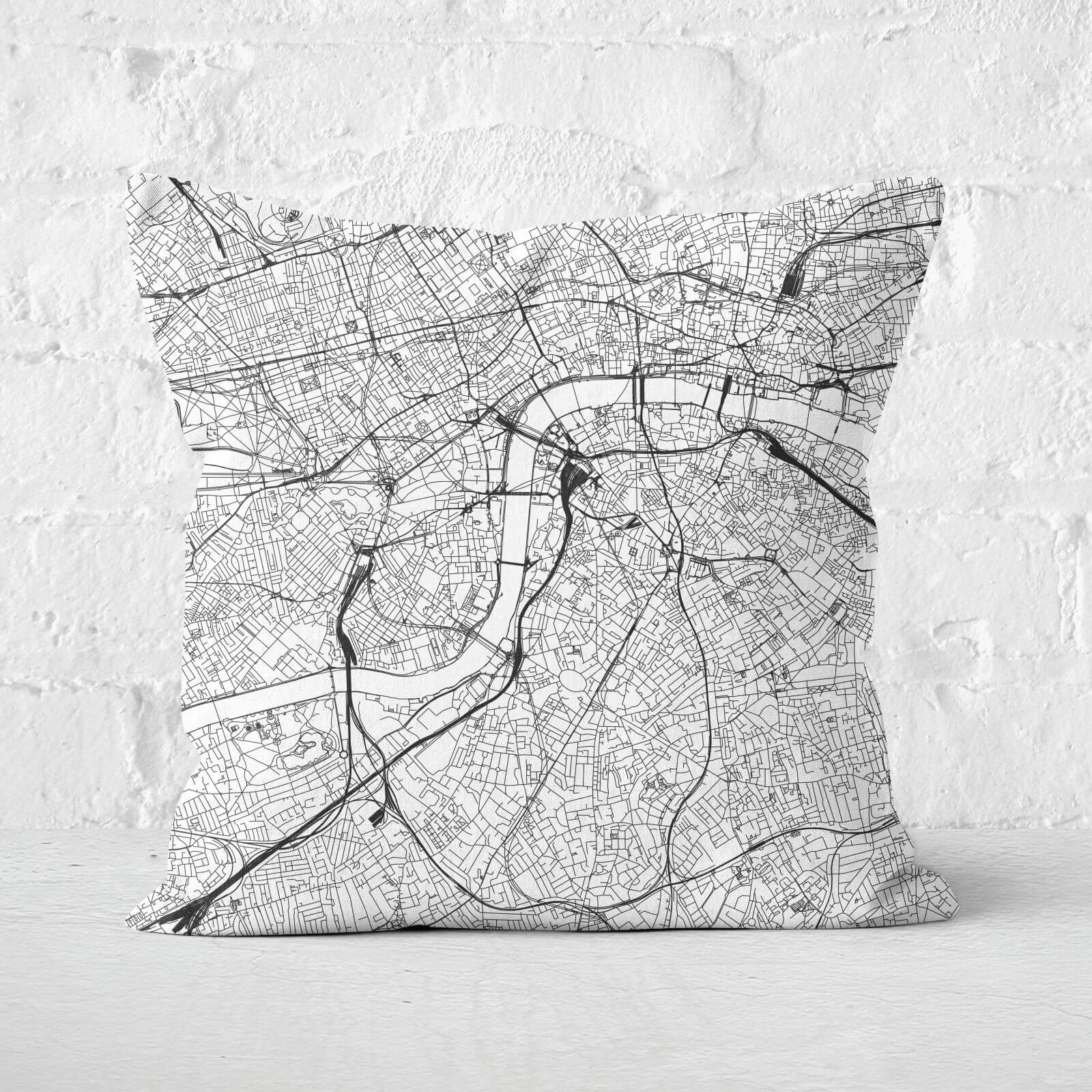 London City Map Square Cushion - 60x60cm - Soft Touch