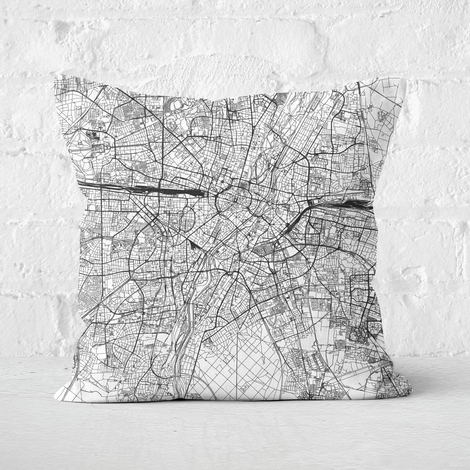 Munich City Map Square Cushion - 60x60cm - Soft Touch