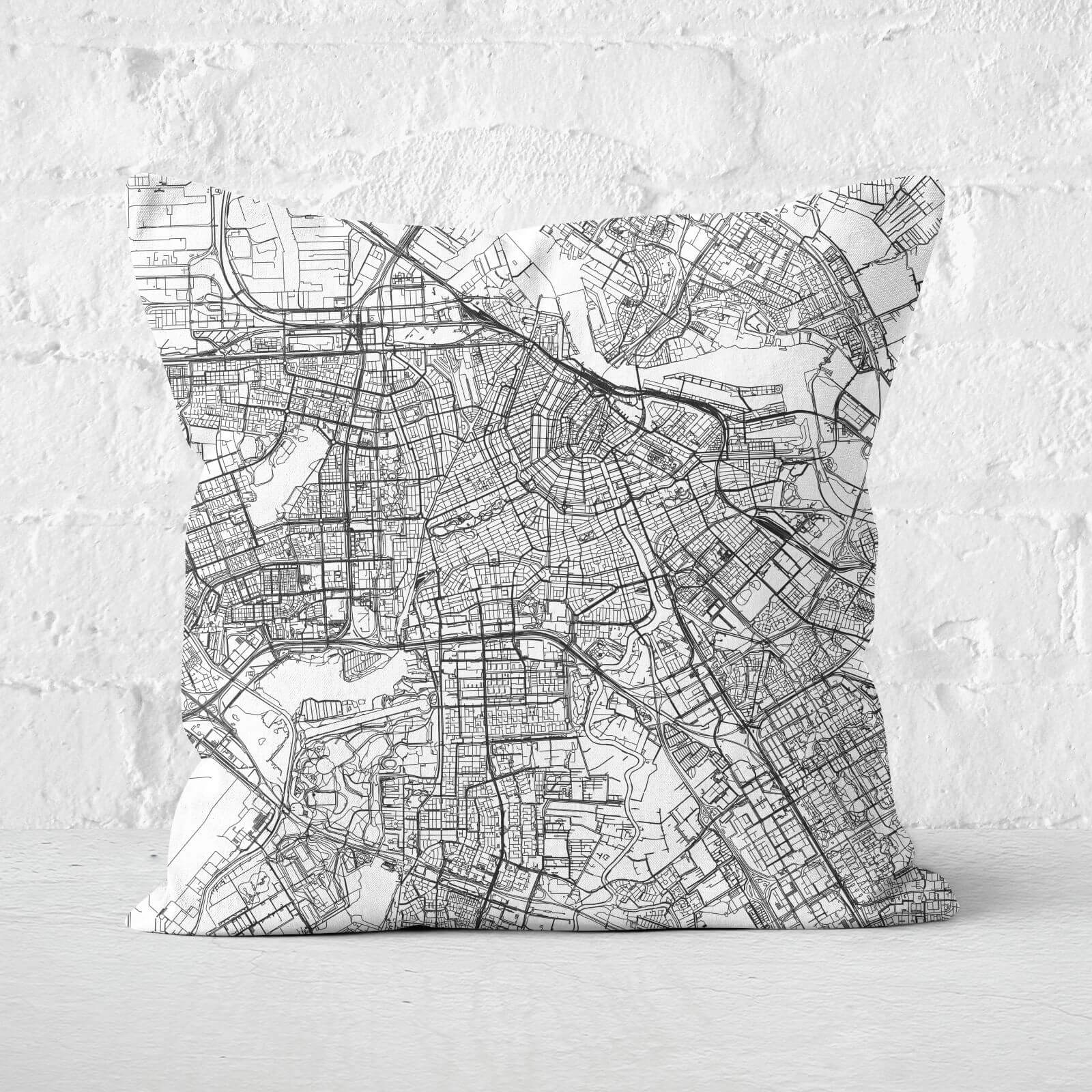 Amsterdam City Map Square Cushion - 40x40cm - Soft Touch